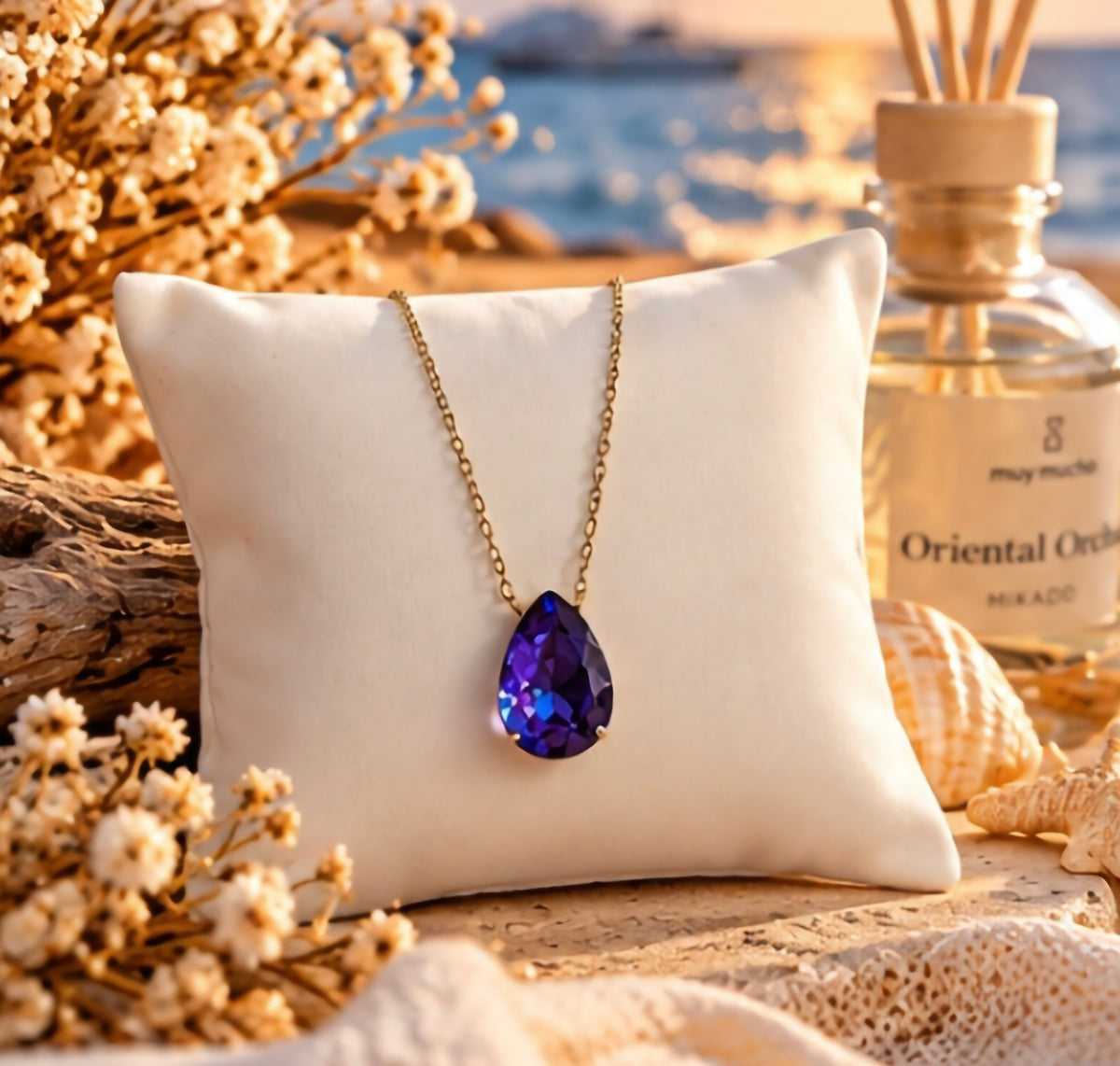 Collier swarovski violet goutte