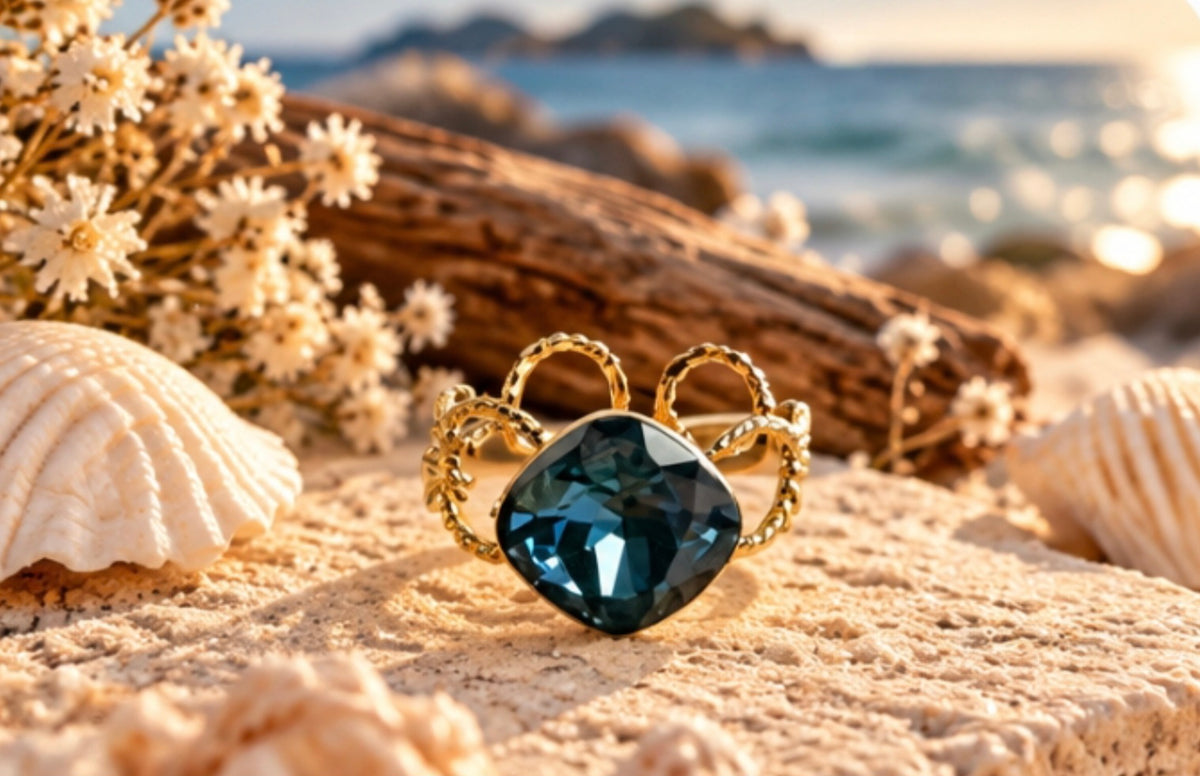 Bague bleue verte swarovski