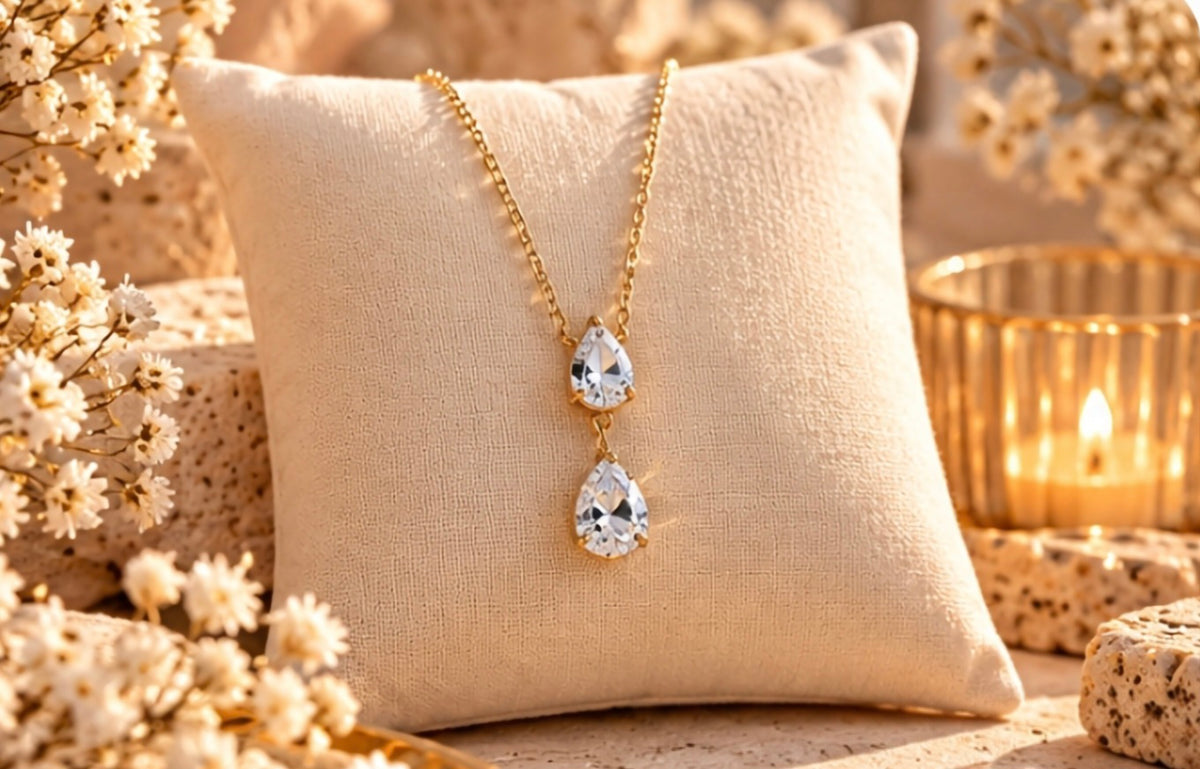 Collier double goutte swarovski