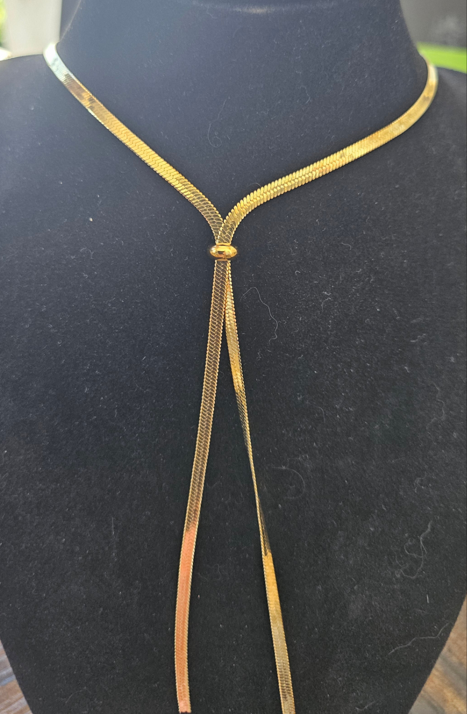 Collier sautoir maille serpent anneau