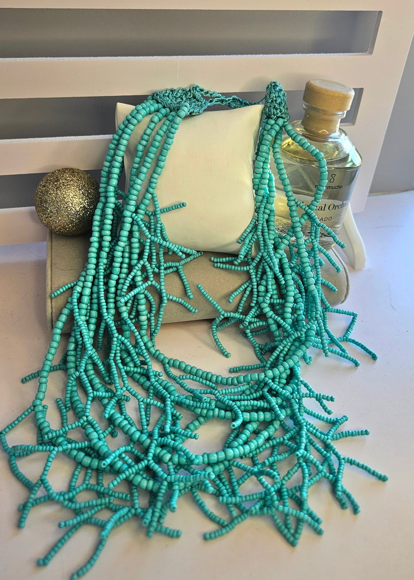 Collier turquoise multirang perle