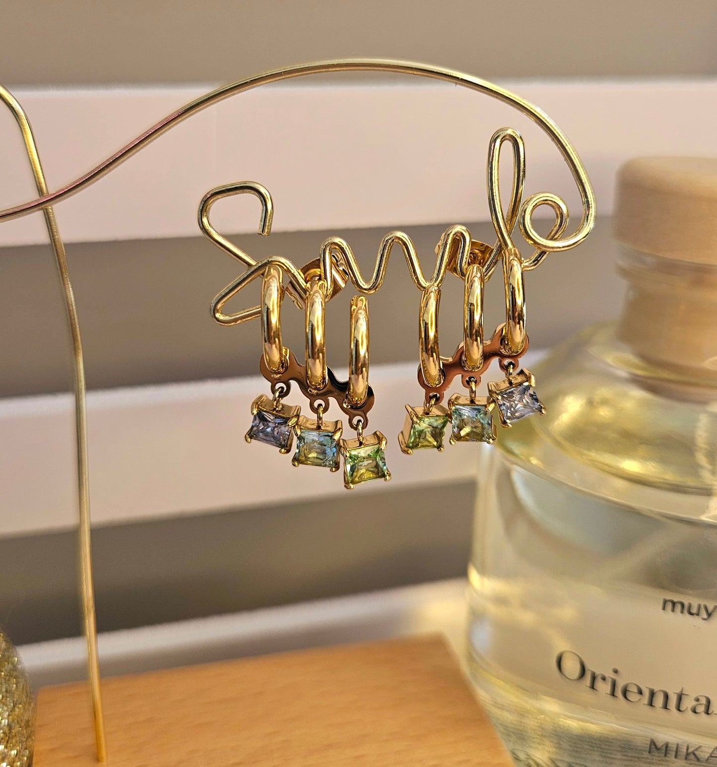 Boucles d'oreilles zirconium par 3 vert