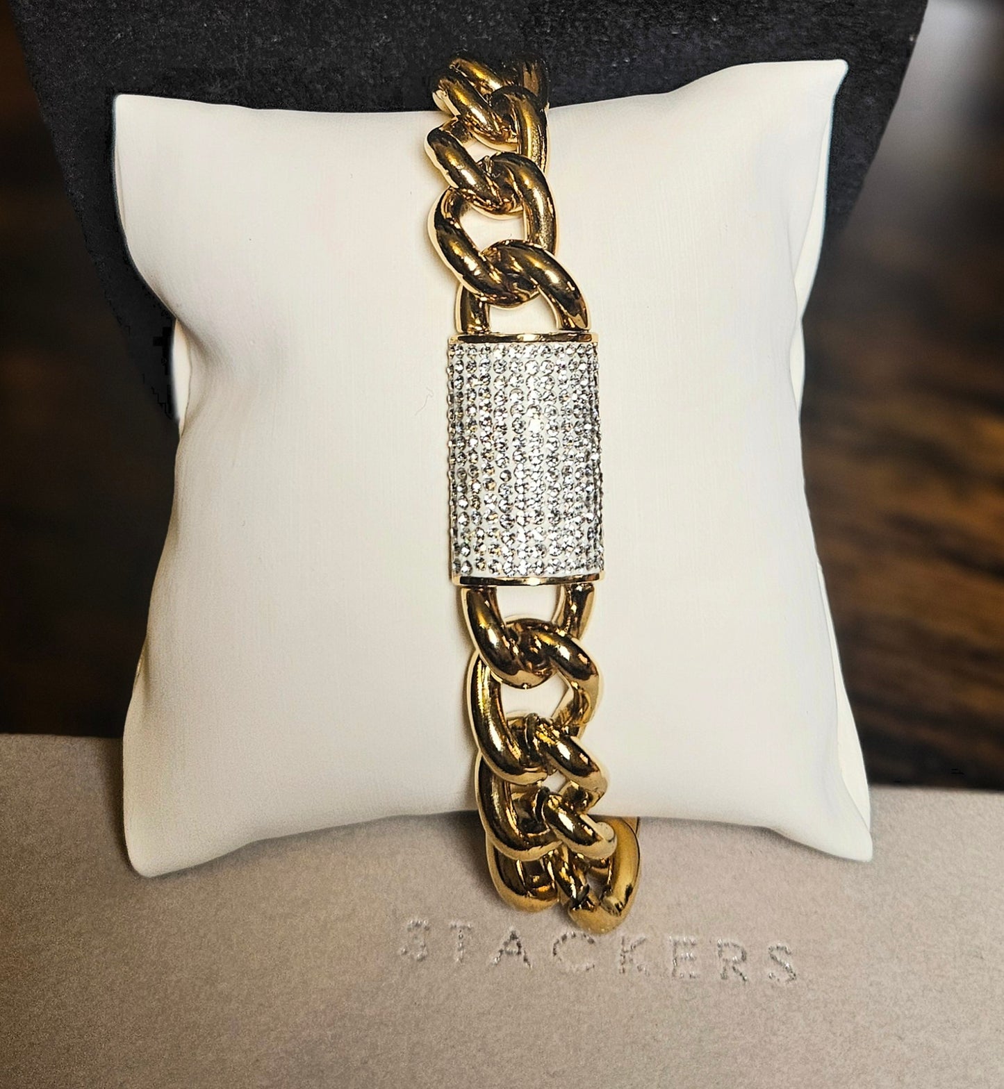 Bracelet strass et grosse maille