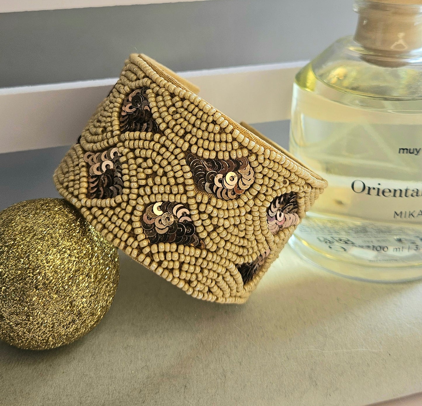 Bracelet manchette perle champagne