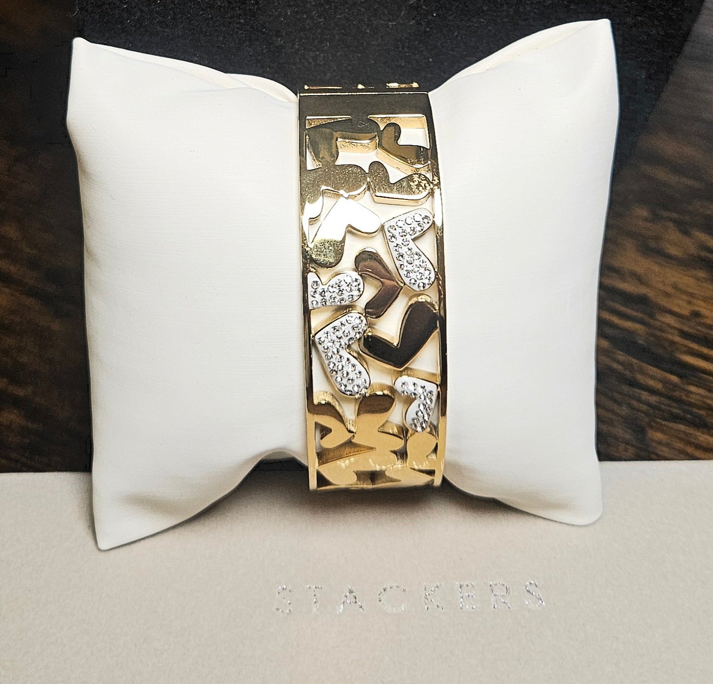 Bracelet jonc coeur strass