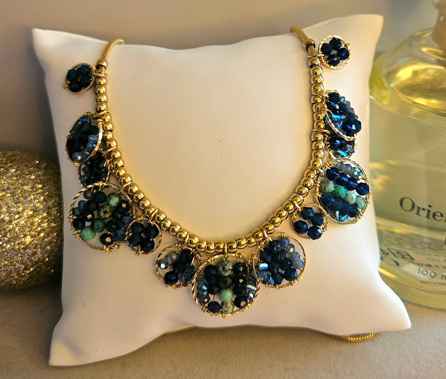 Collier perle cristal vert