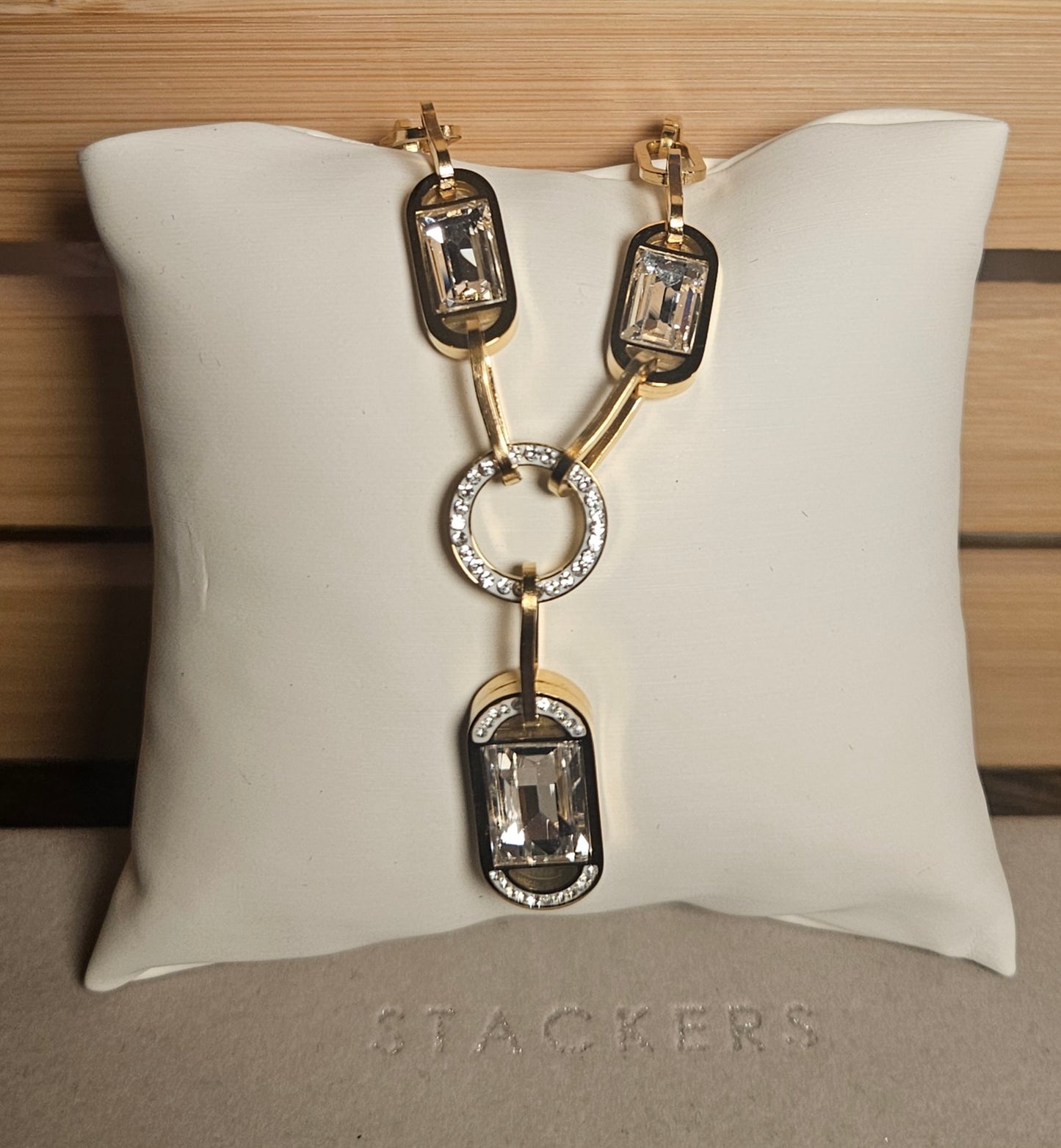 Collier 3 cristals et cercles strass