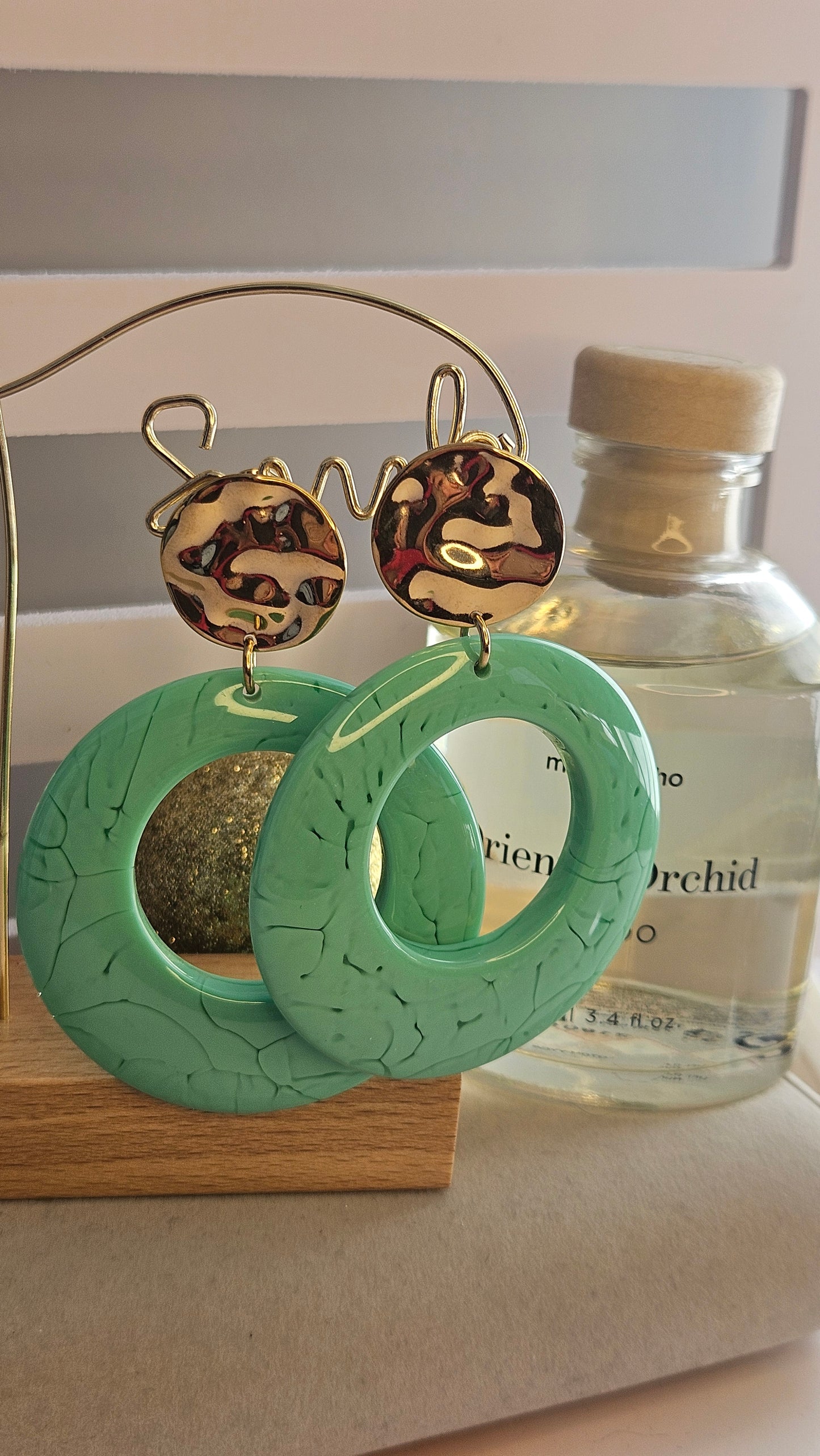 Boucles d'oreilles créoles verte