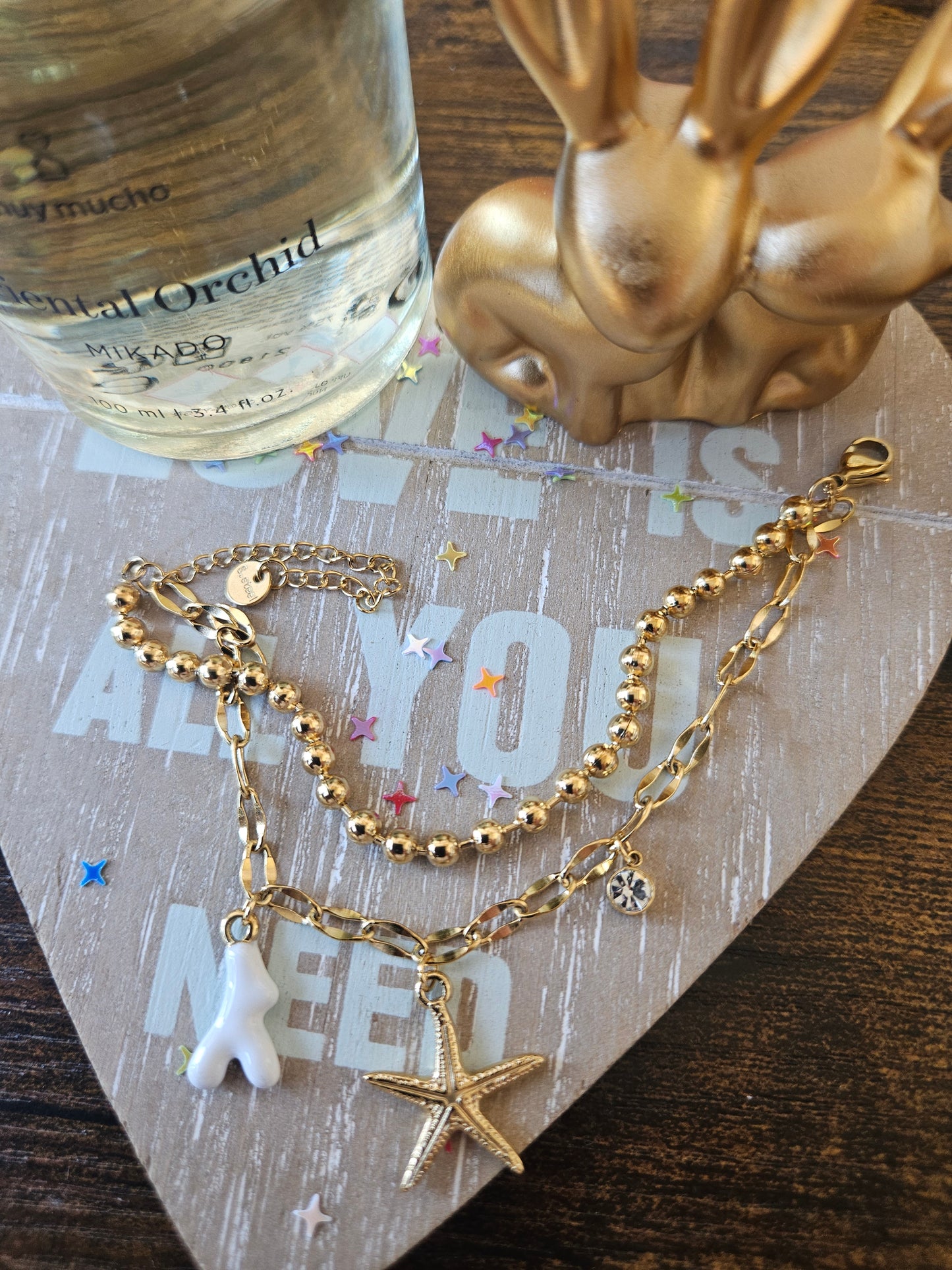 Bracelet corail strass et