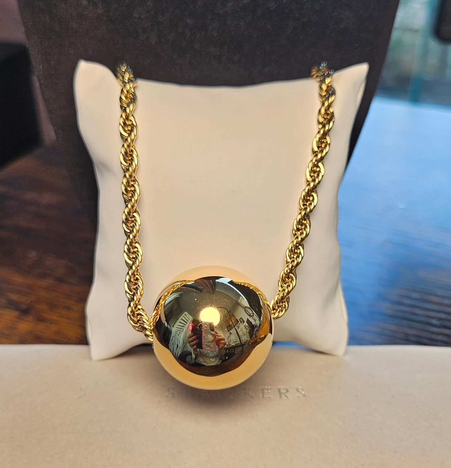 Collier grosse perle acier