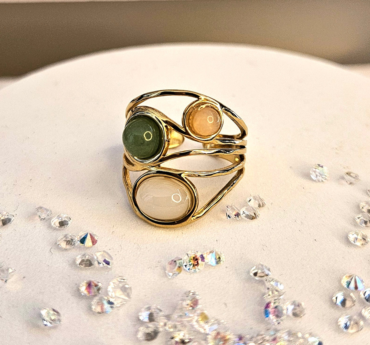 Bague 3 pierres naturelles