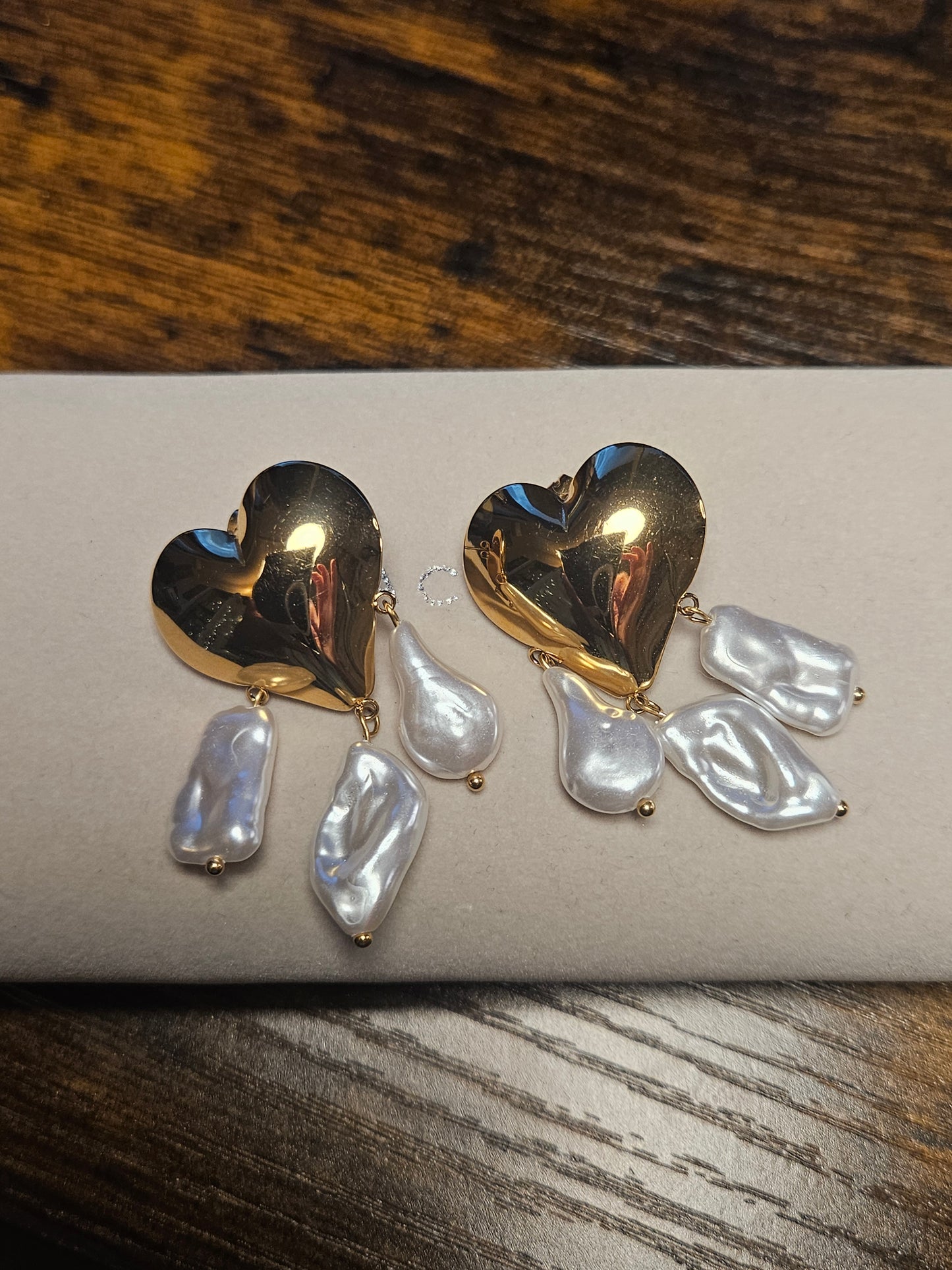 Boucles d'oreilles cœur perle