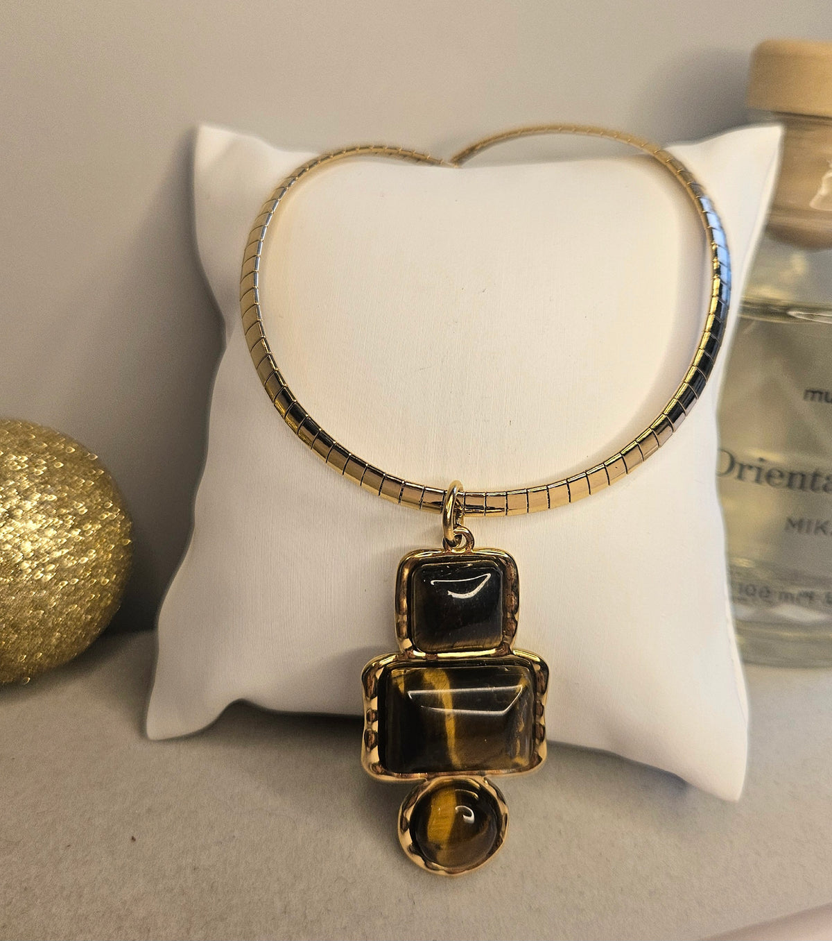 Collier oeil de tigre 3 pierres