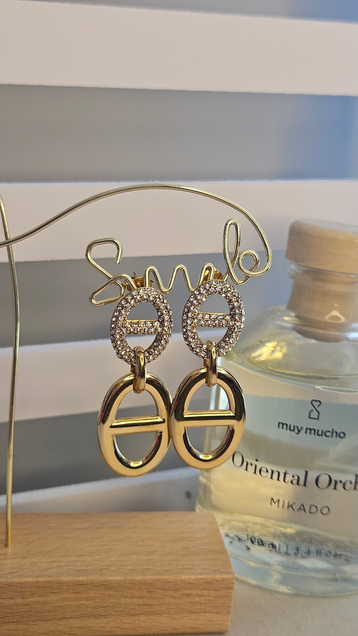 Boucles d'oreilles double marine et strass