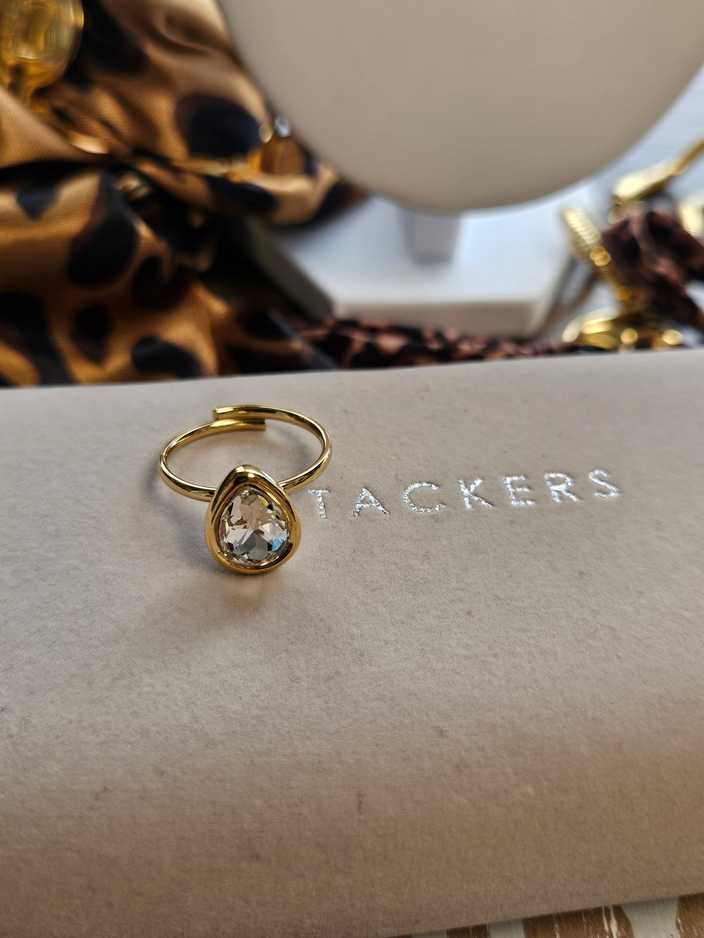 Bague goutte cristal argent