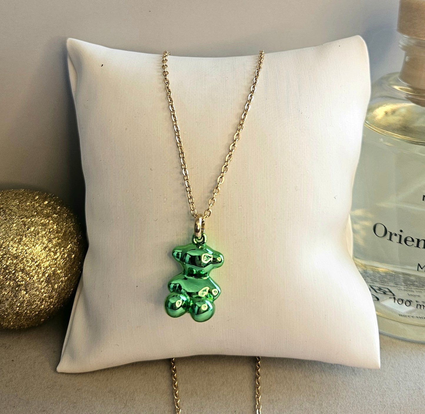 Collier nounours vert