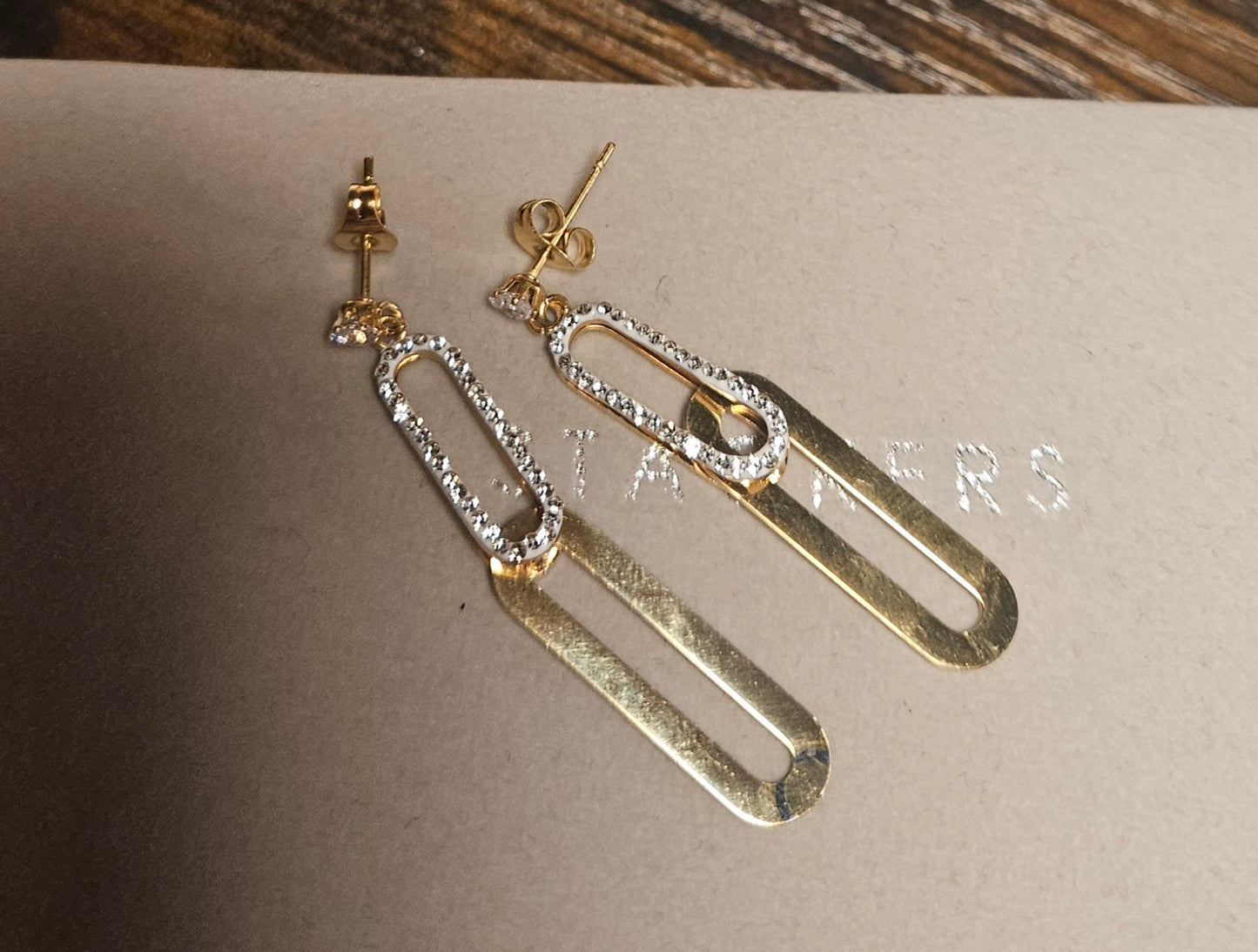 Boucles d'oreilles longue trombone strass
