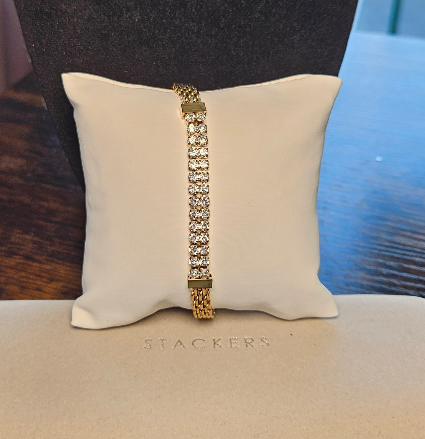 Bracelet cristal 2 rang souple et acier