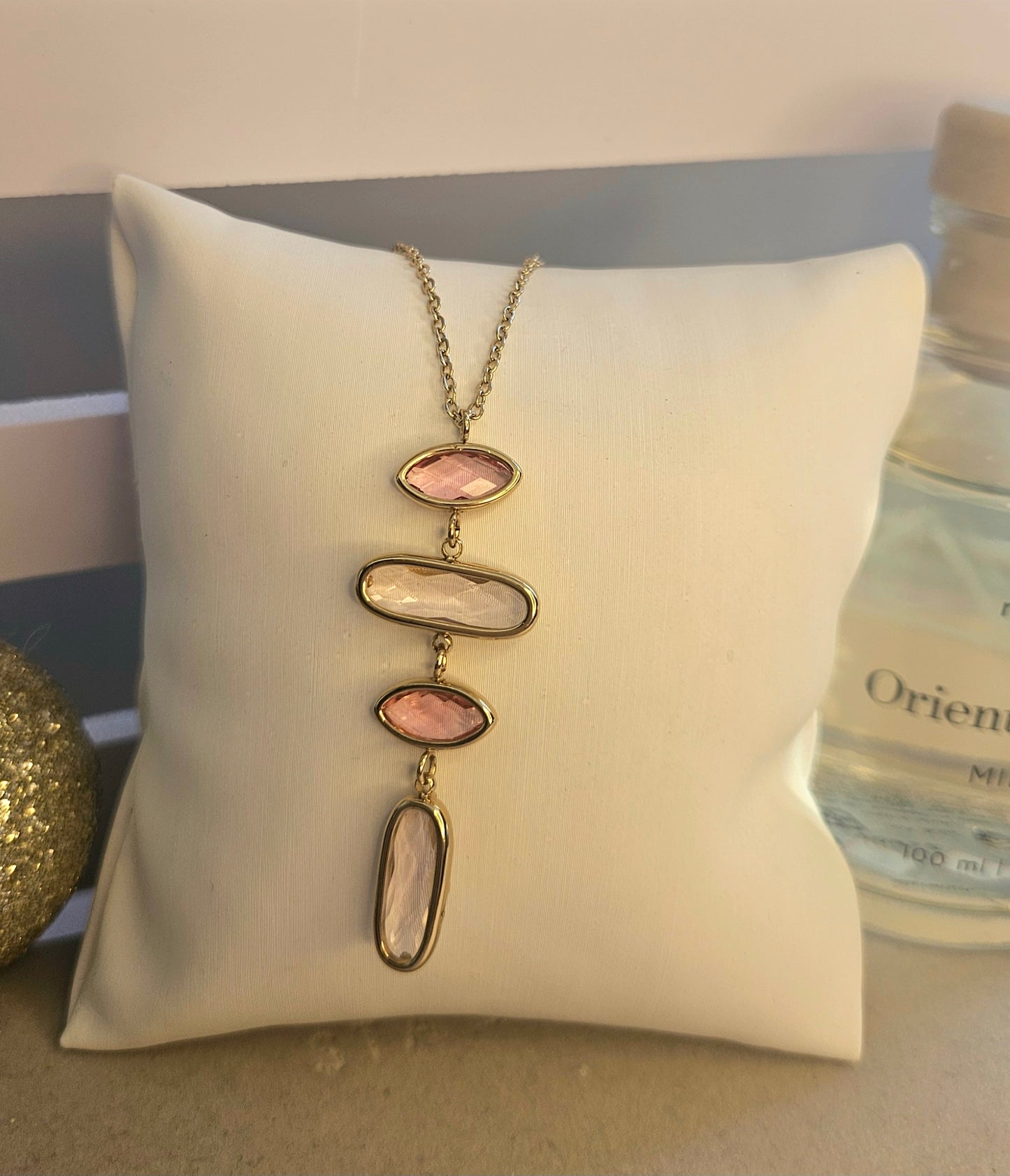 Collier cristal rose 4 pierres