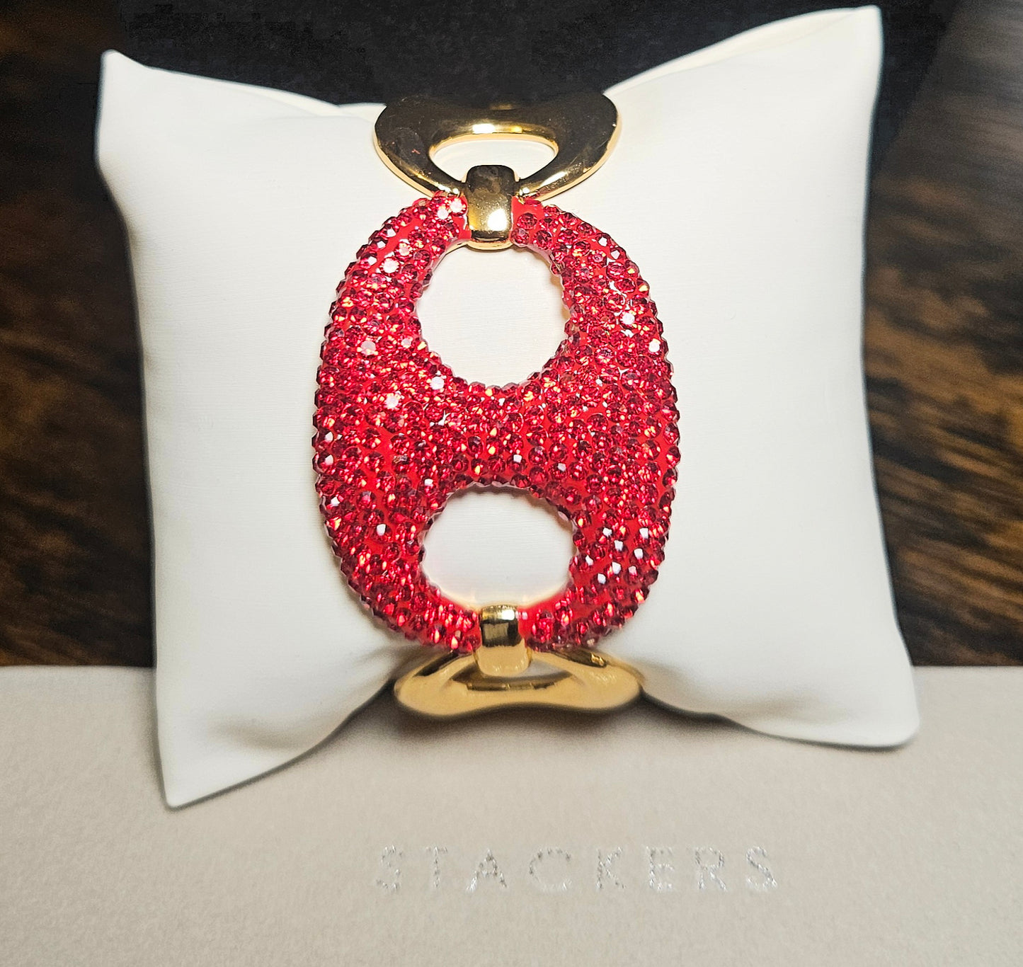 Bracelet manchette strass rouge