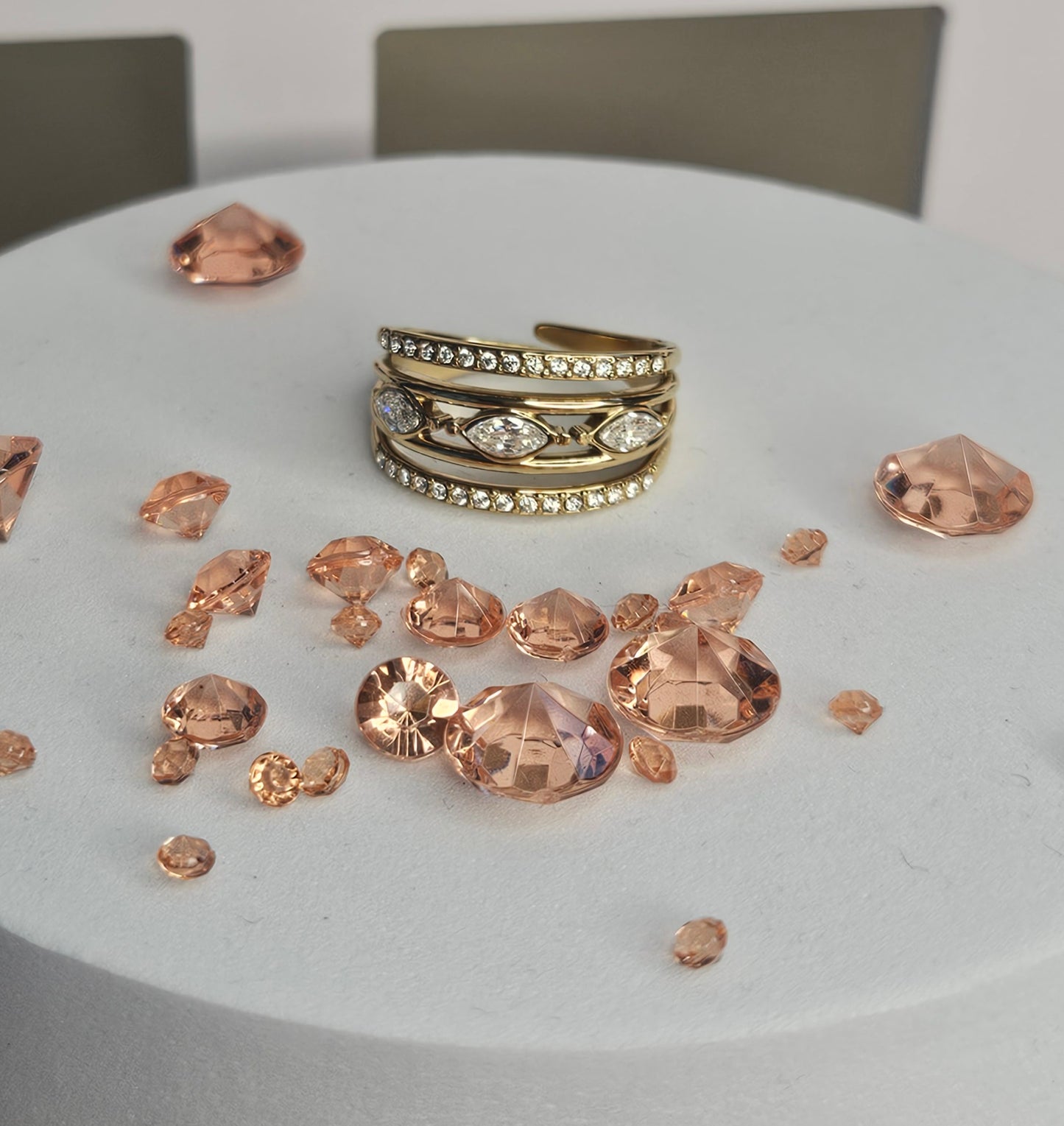 Bague cristal losange multirang