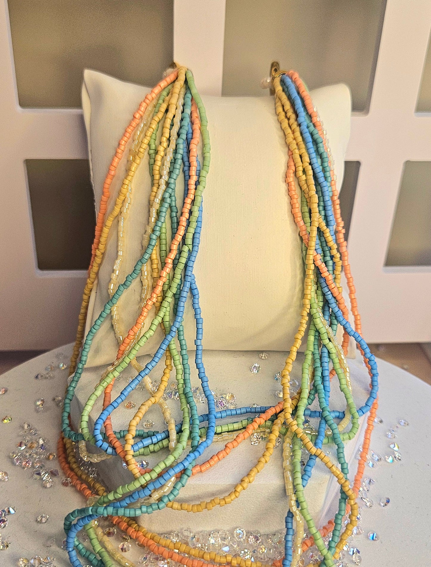 Collier sautoire multicolore perle