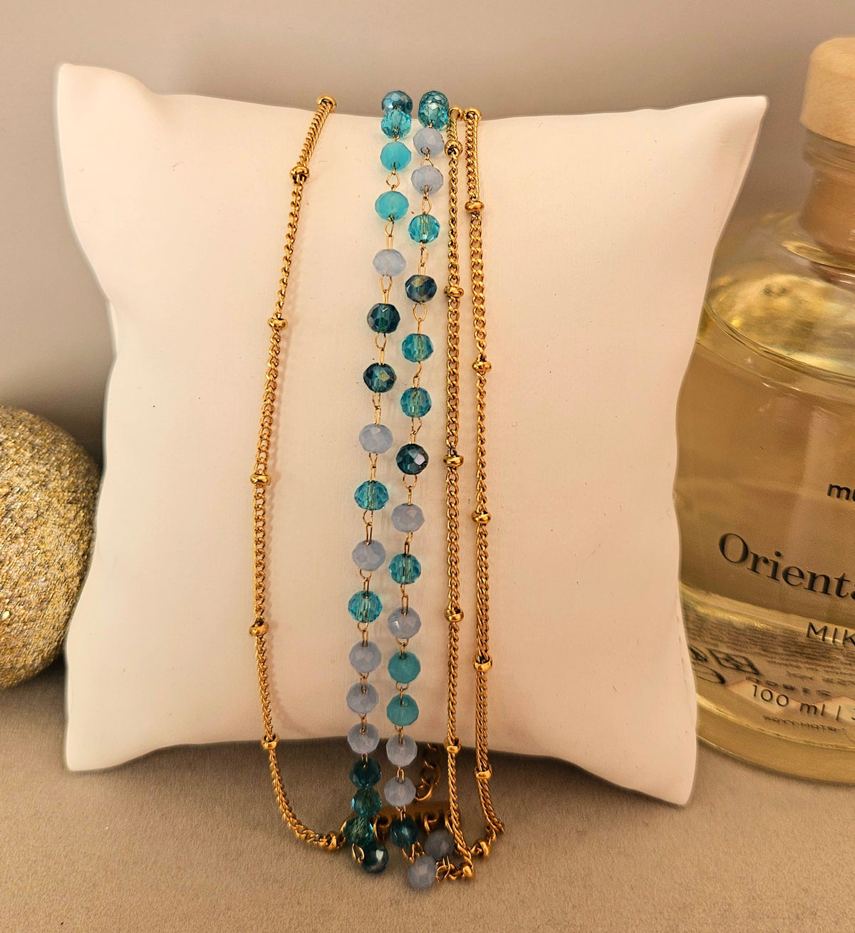 Bracelet perle cristal bleue