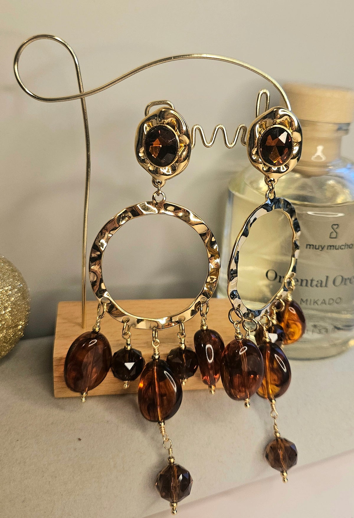 Boucles d'oreilles cristal créoles resine et cristal
