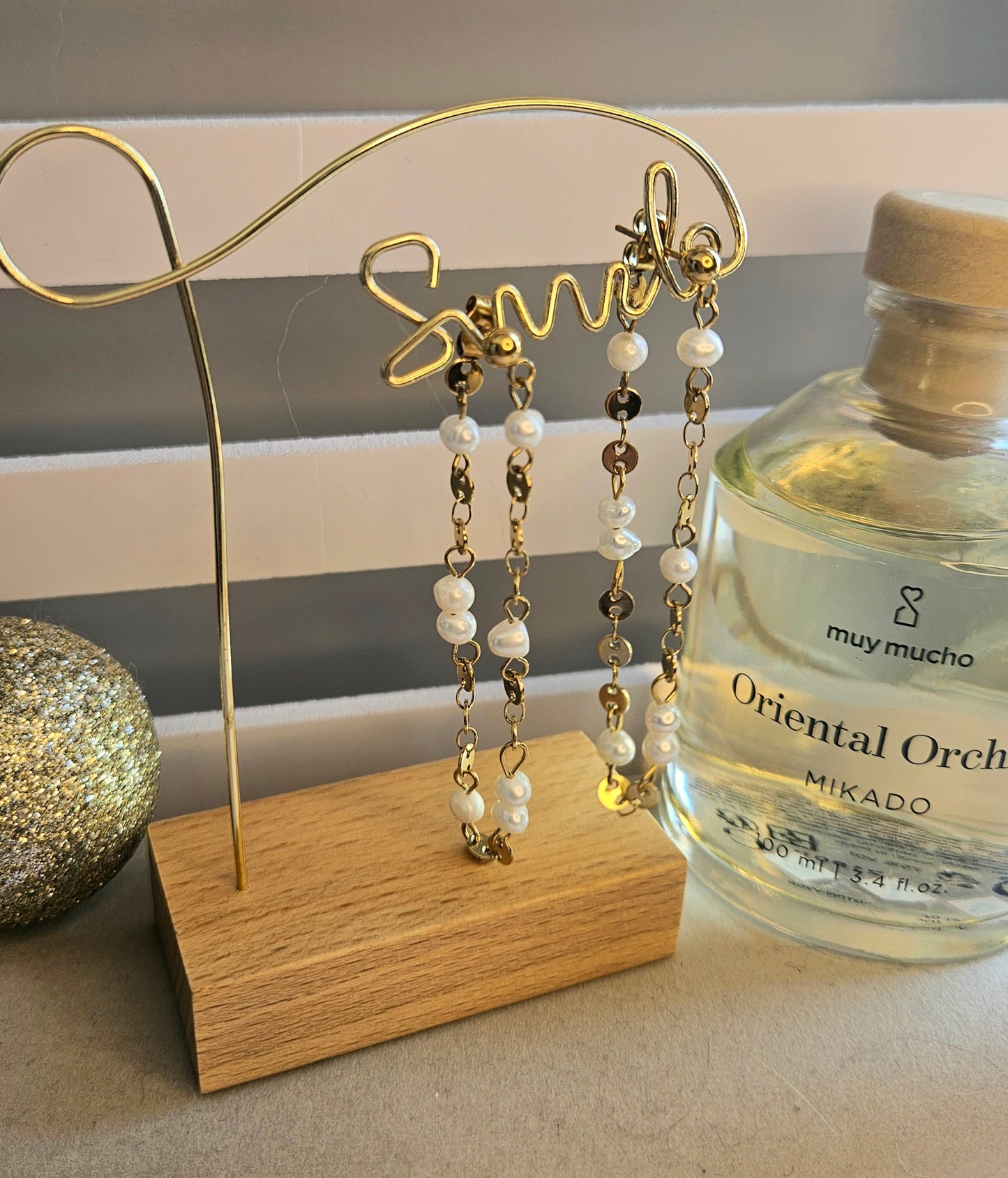 Boucles d'oreilles chaine et perles