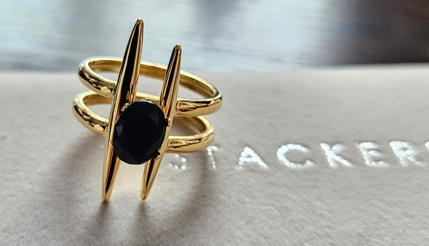 Bague cristal noir géométrique
