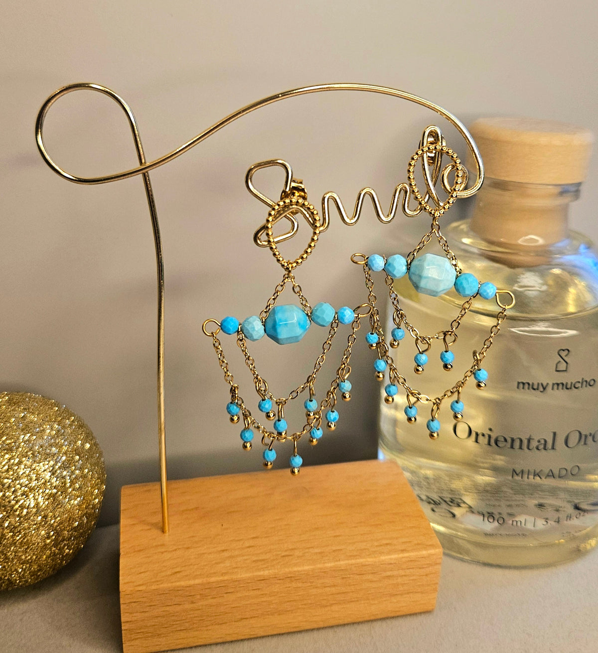 Boucles d'oreilles balancoire turquoise