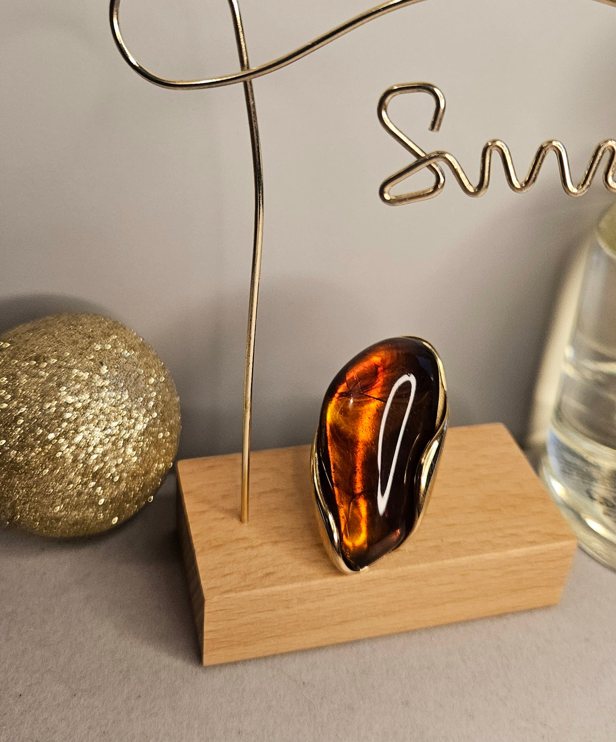 Bague longue marron champagne