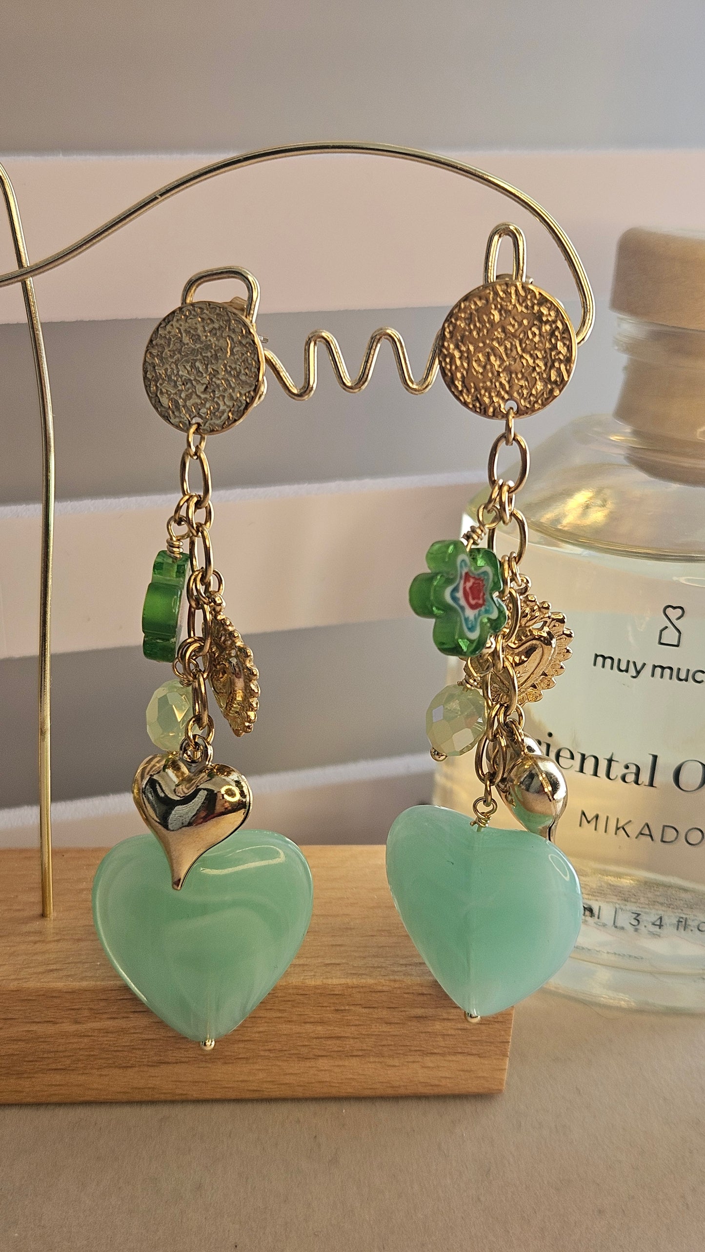Boucles d'oreilles coeur vert