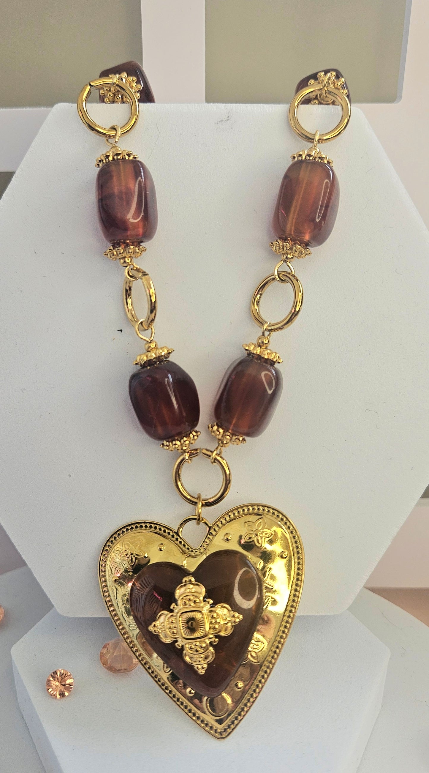 Collier cœur resine