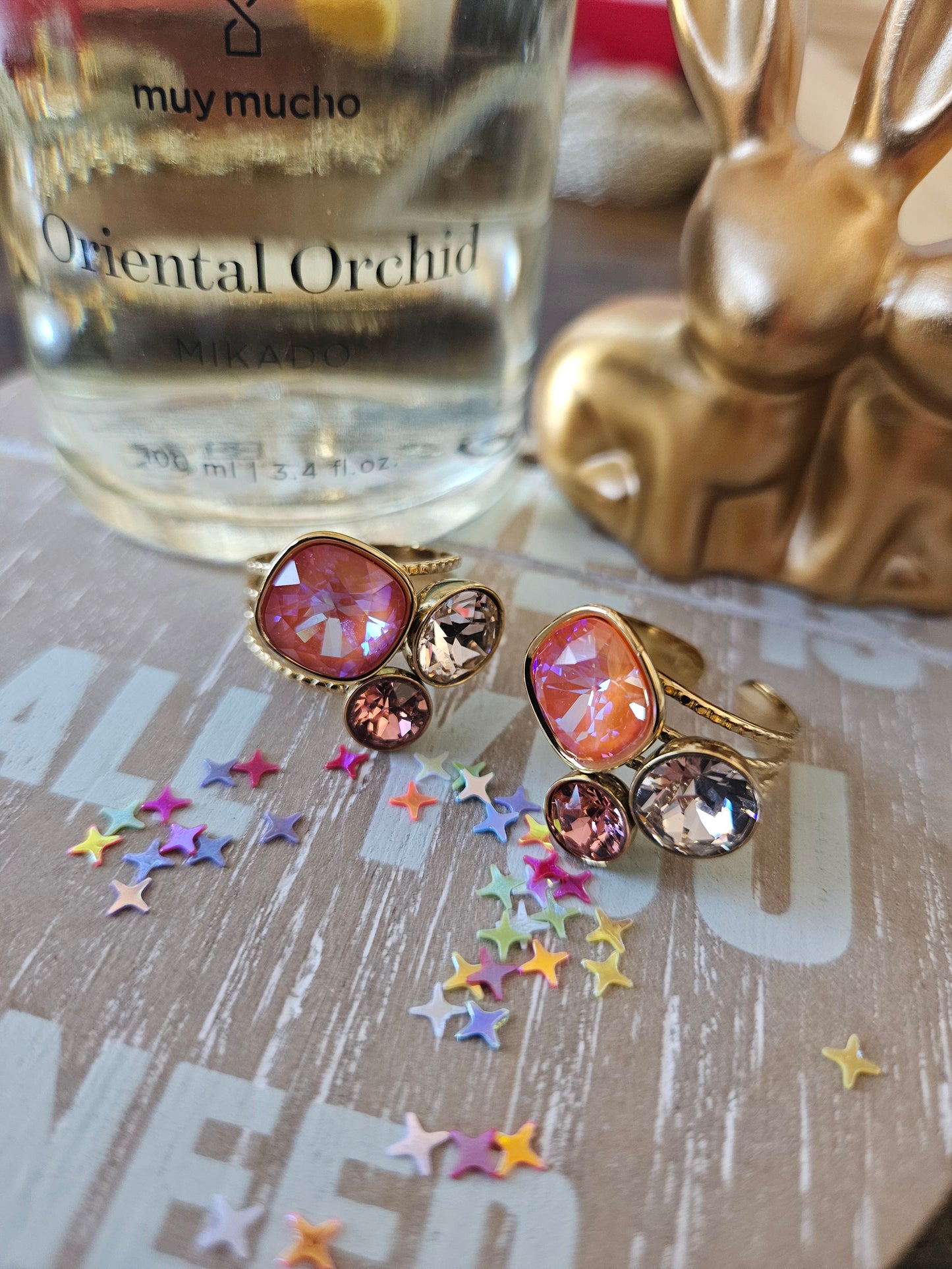 Bague swarovski orange pastel irise