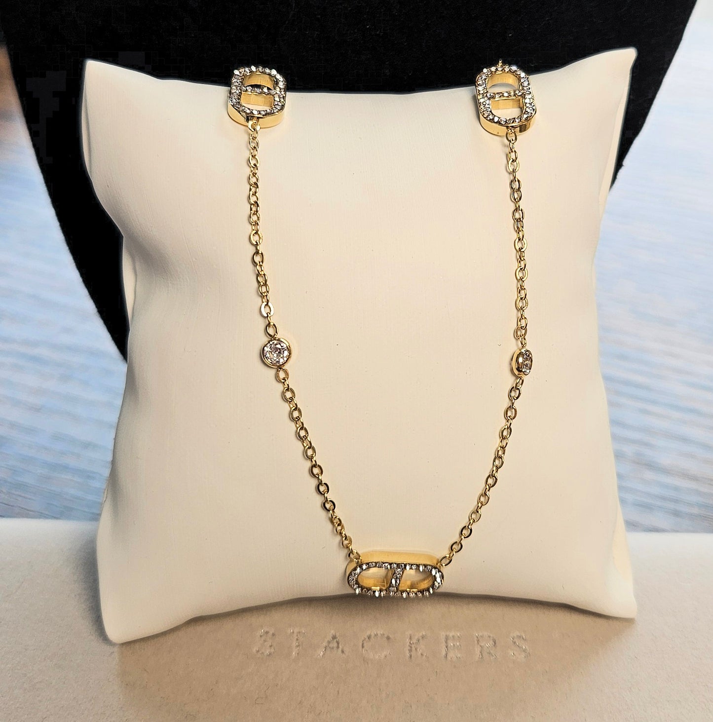 Collier marine en strass et zirconium