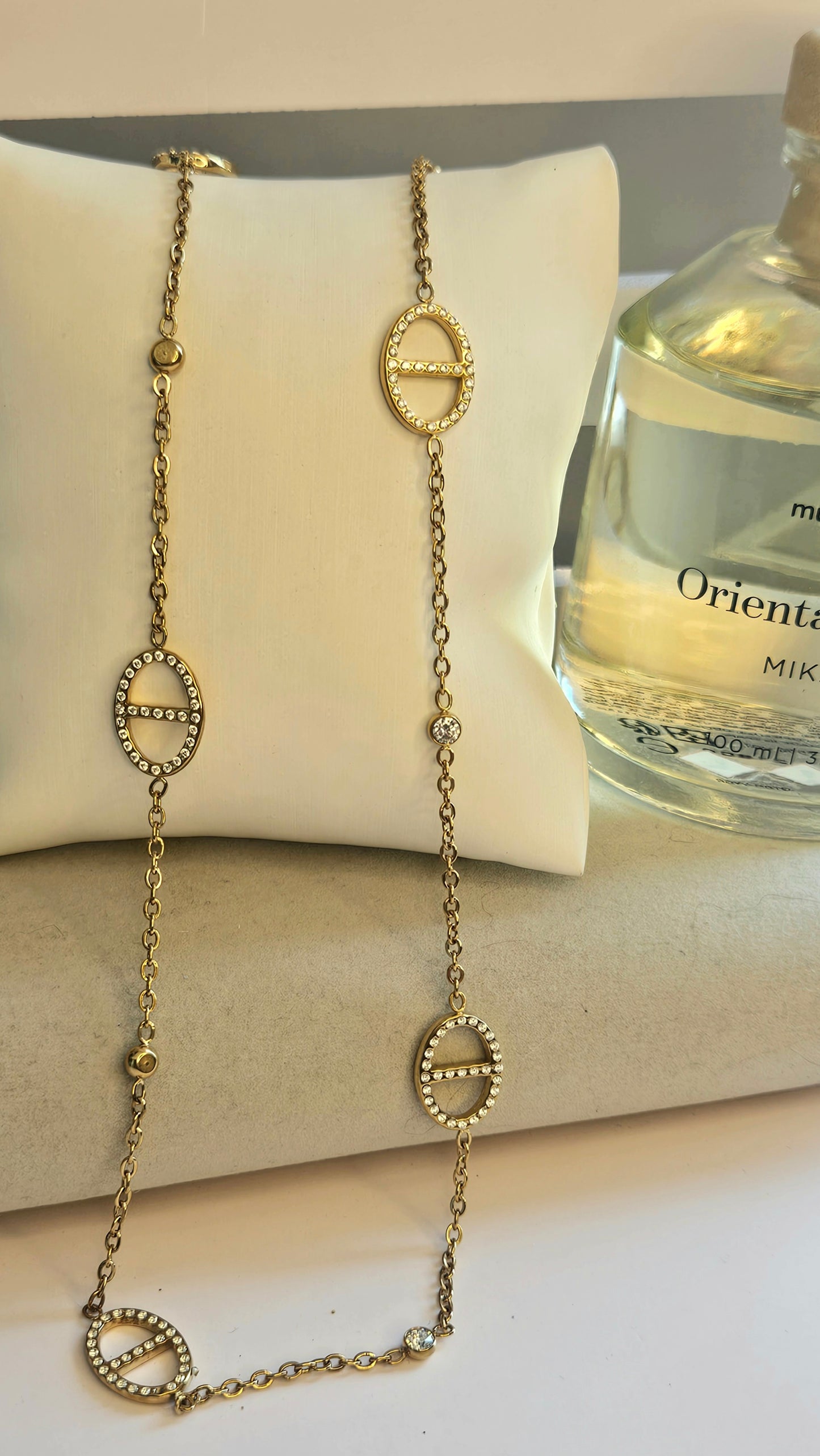 Collier sautoir maille marine zirconiumm
