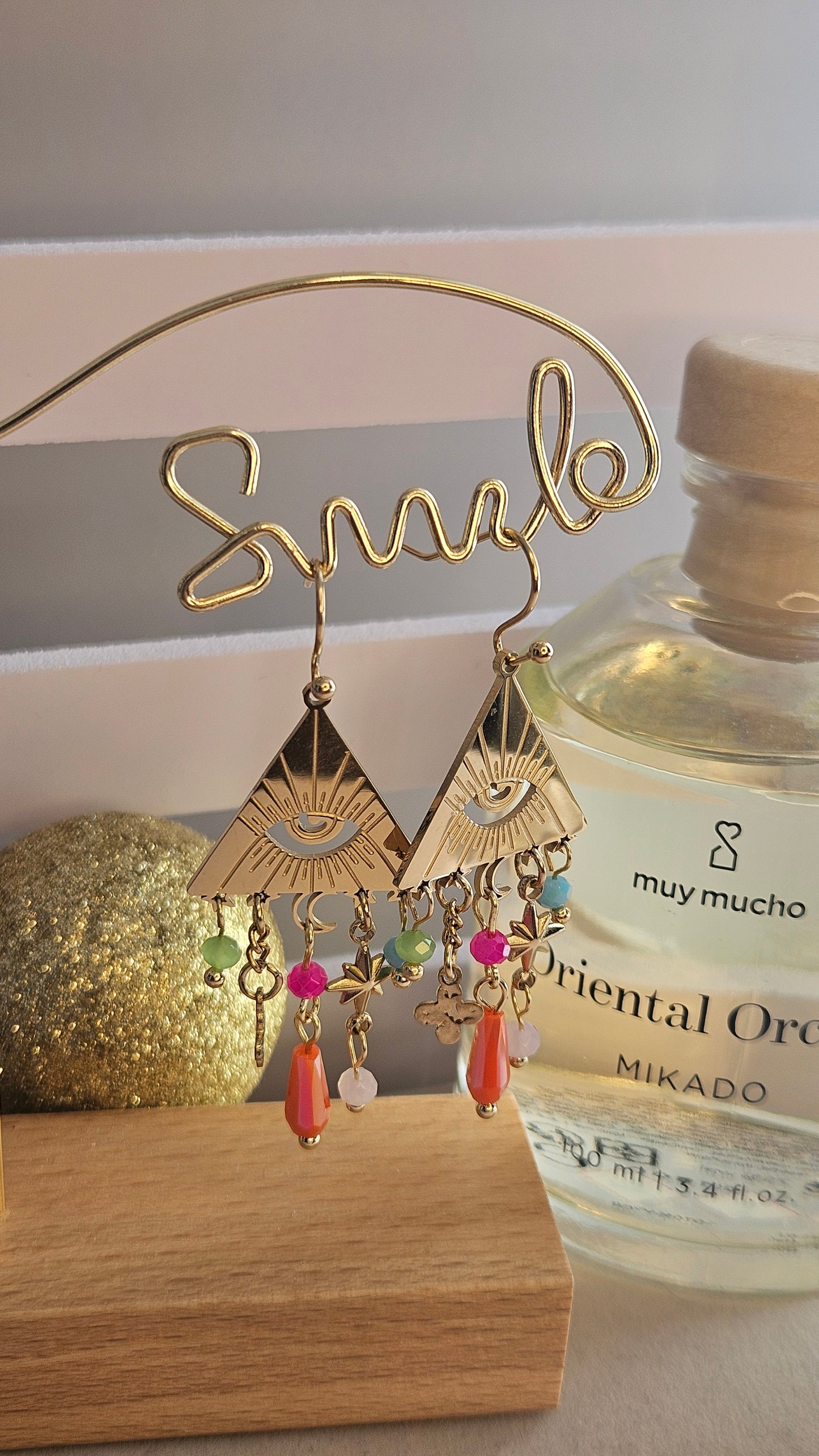 Boucles d'oreilles triangle multicolore