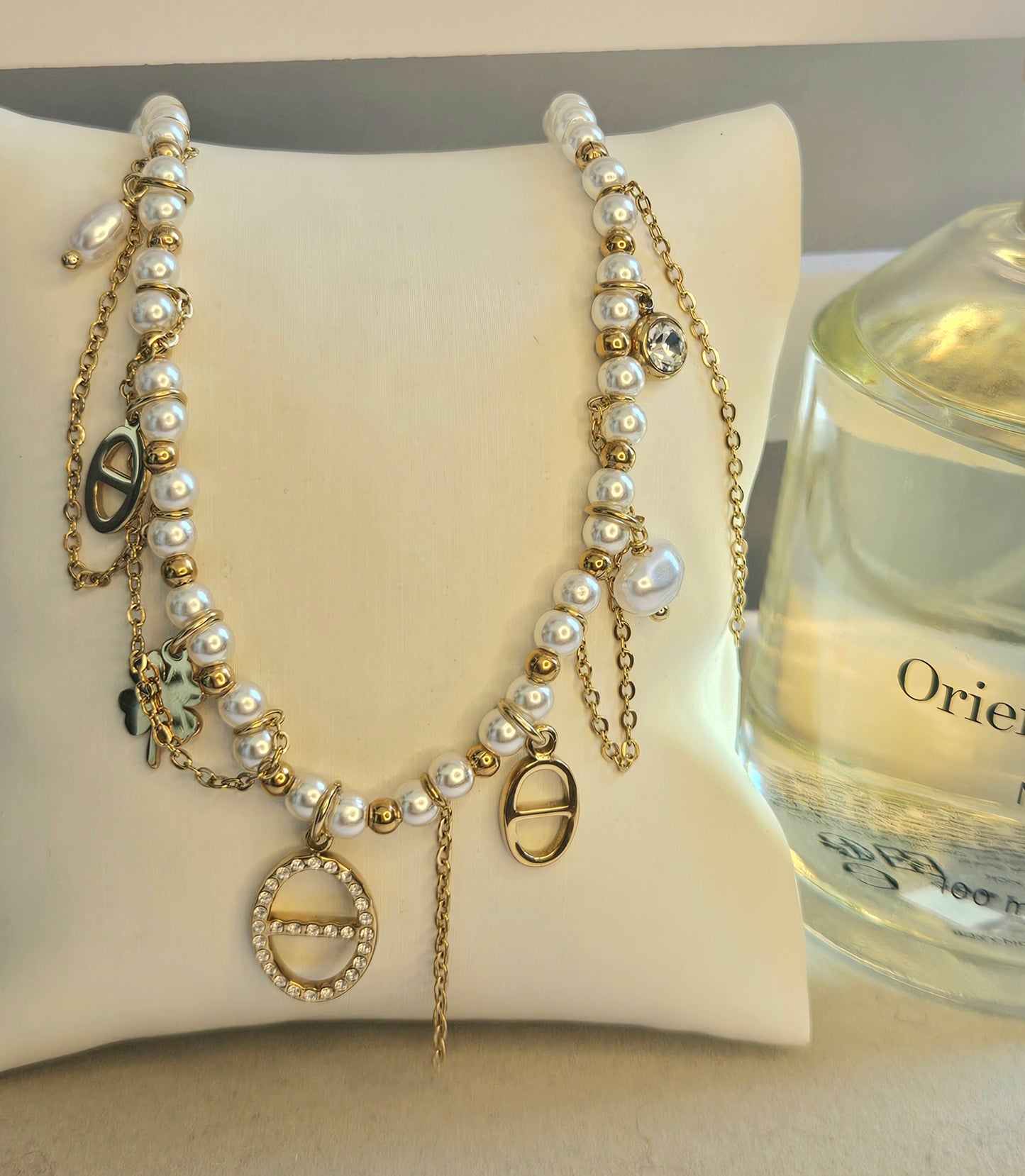 Collier perle et Marine zirconium