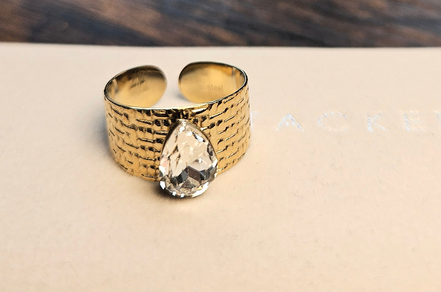 Bague cristal argent goutte