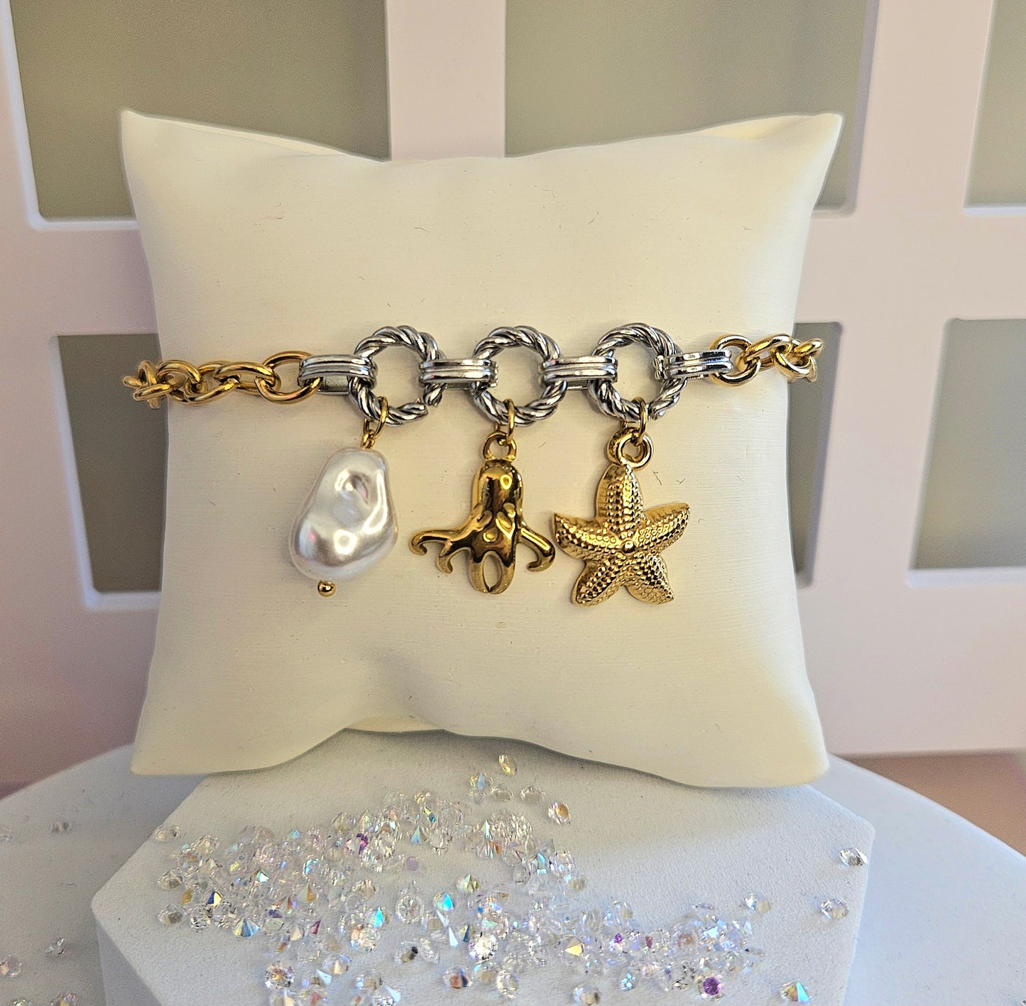 Bracelet bi color etoile et perle