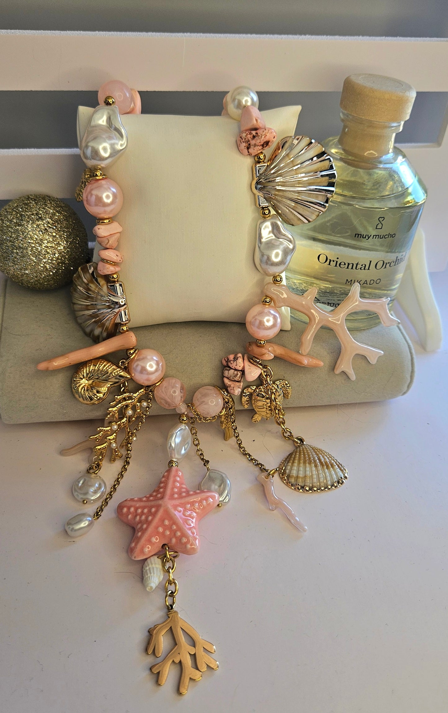 Collier etoile rose