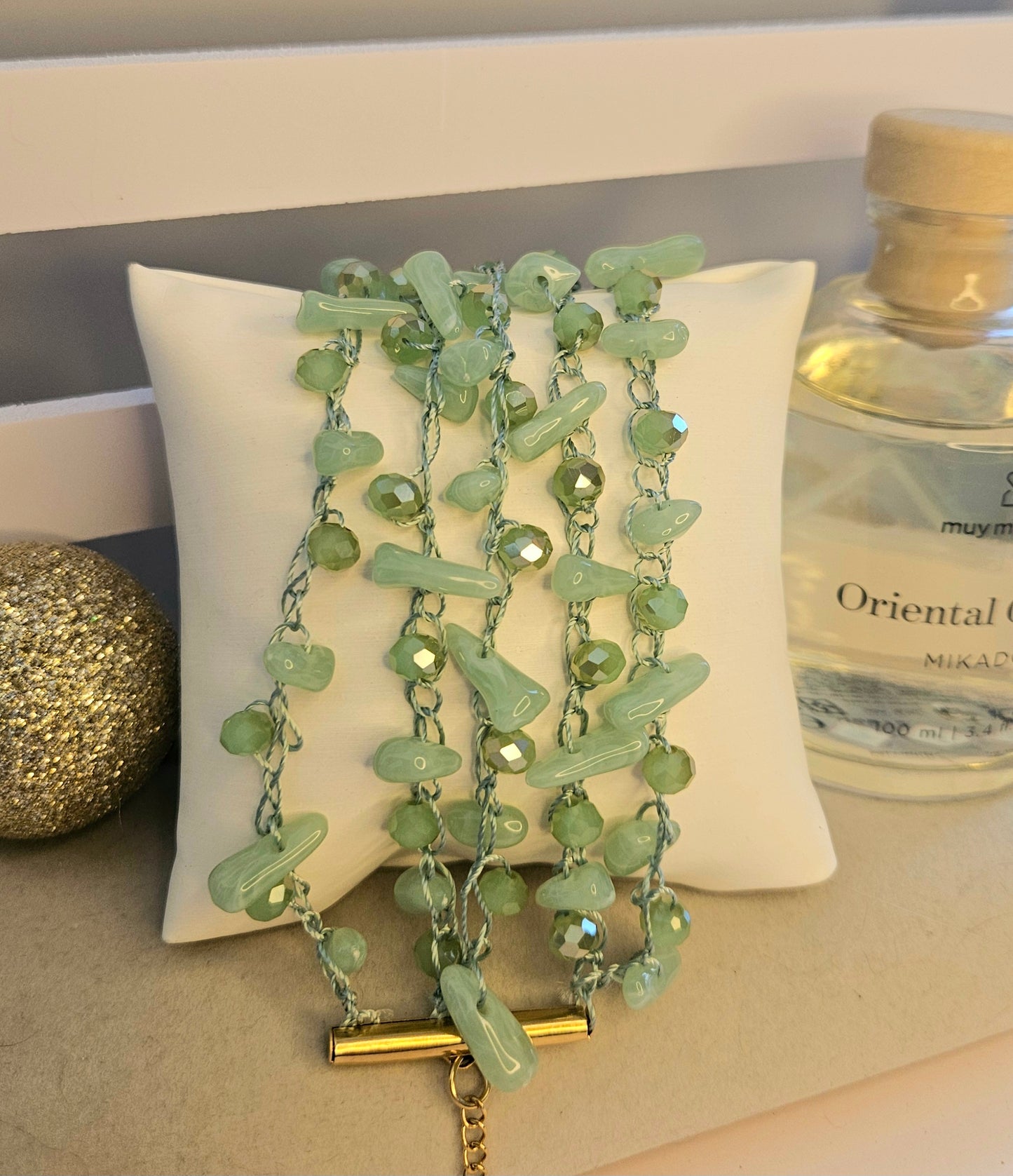 Bracelet cristal vert multirang