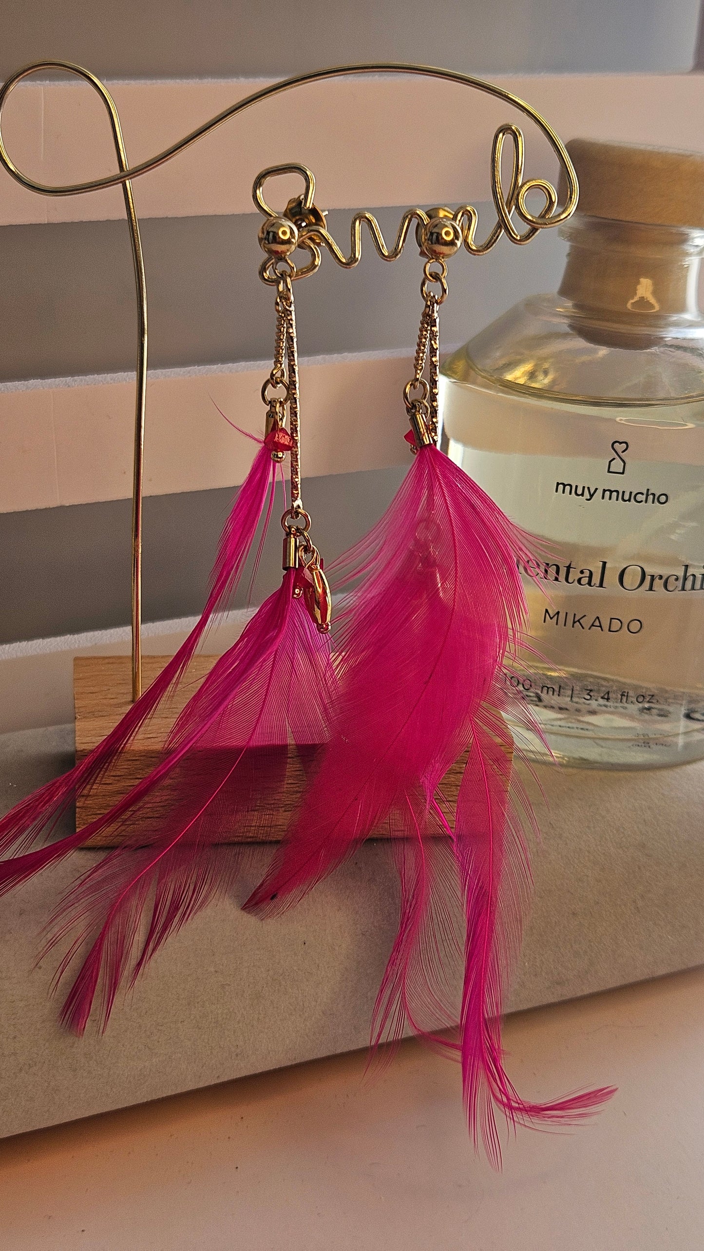 Boucles d'oreilles plume rouge