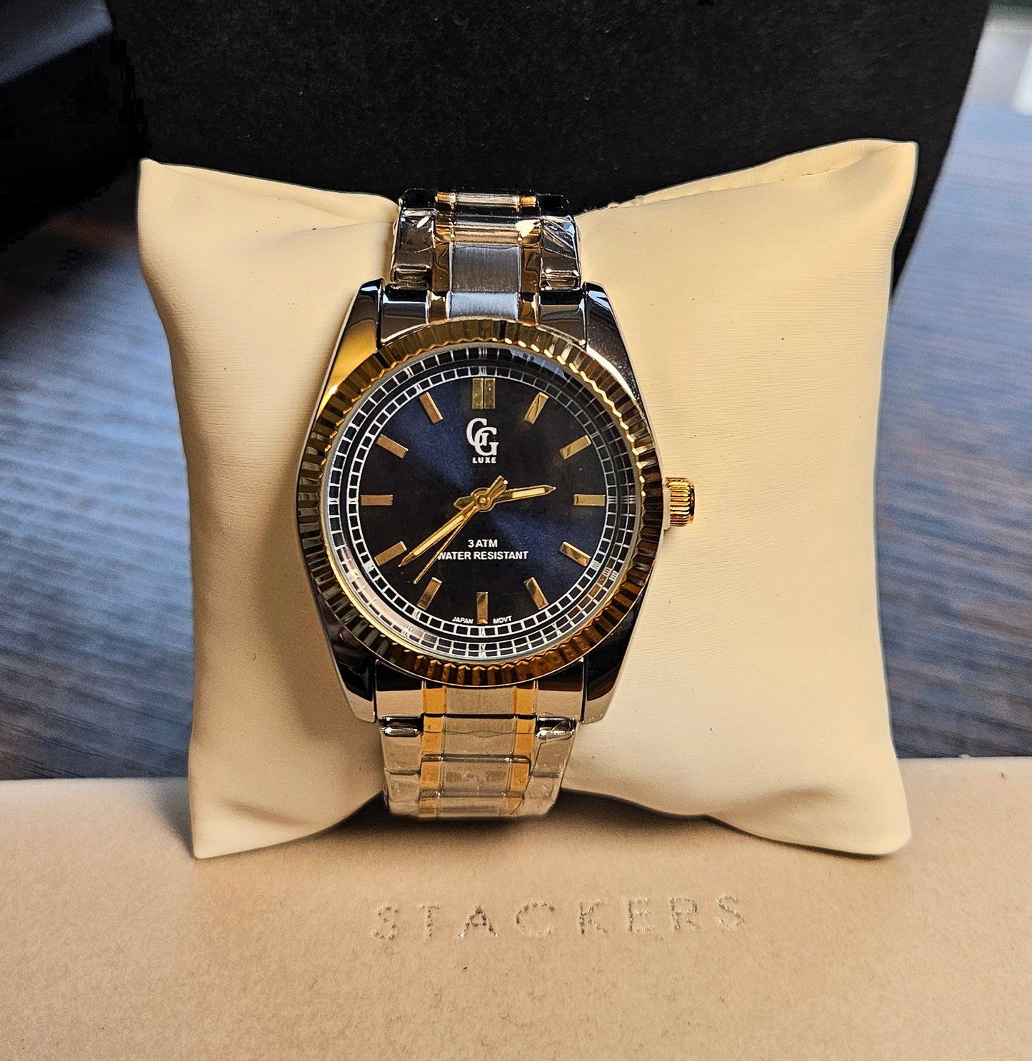 Bracelet montre argent et bleu moyenne