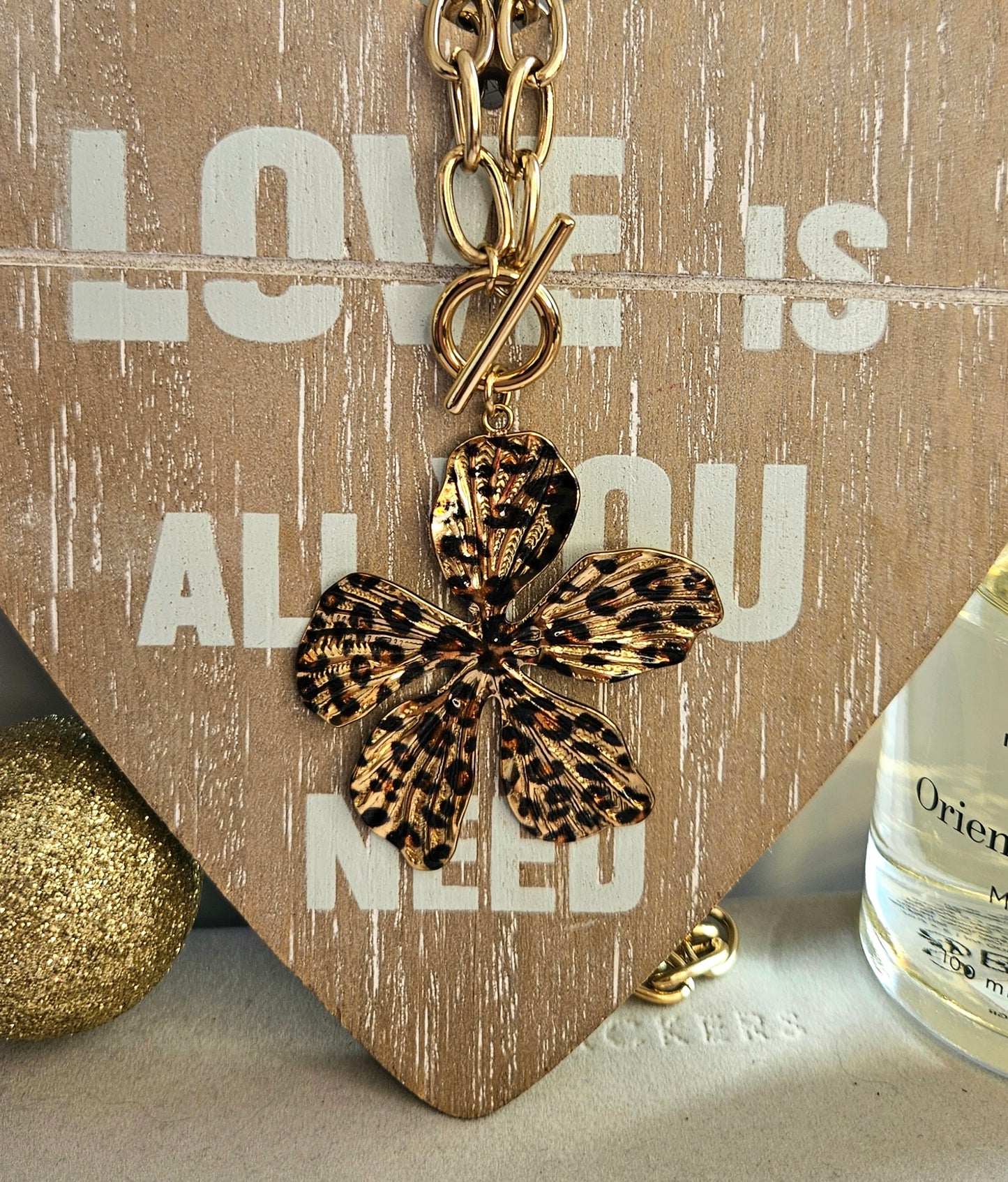 Collier trefle léopard