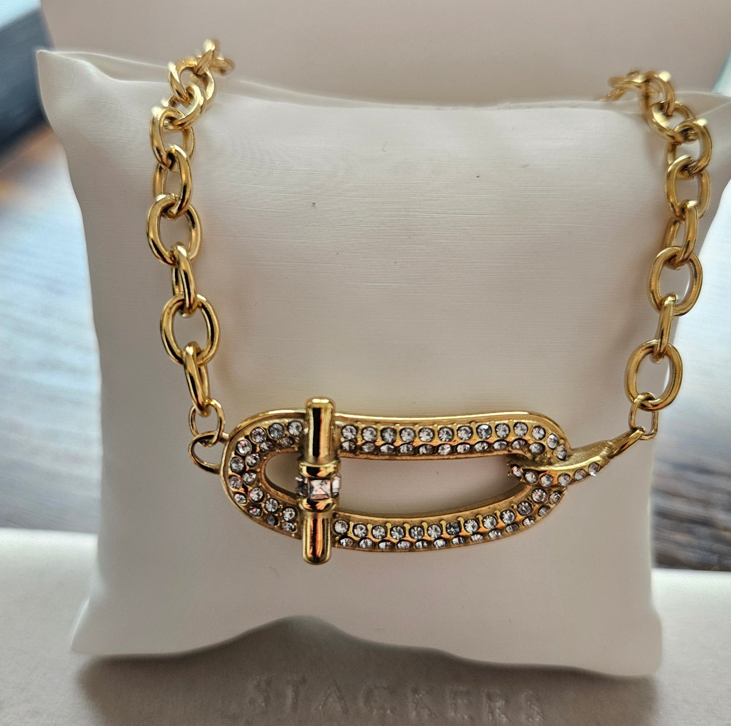 Collier strass ovale et barre