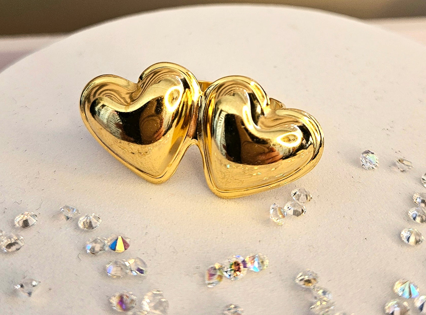 Bague double coeur