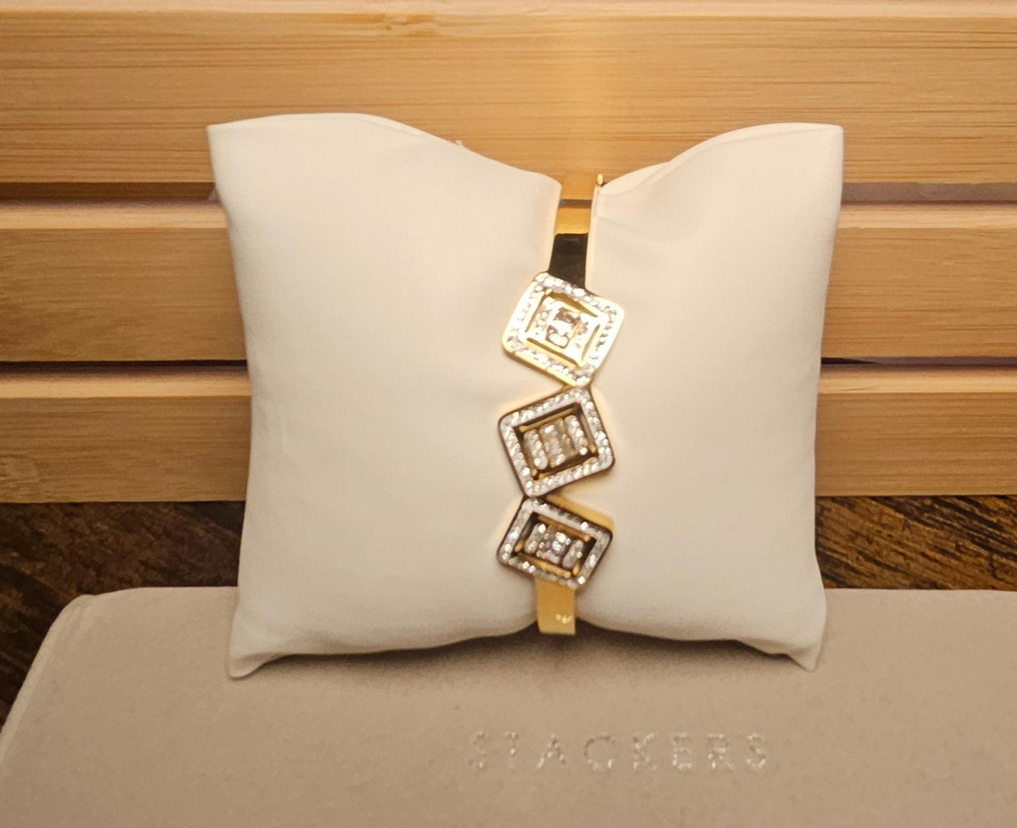 Bracelet jonc 3 carrés cristal