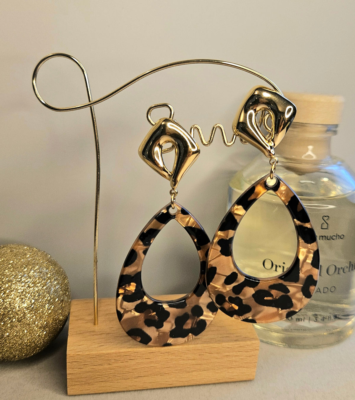 Boucles d'oreilles ovales léopard goute